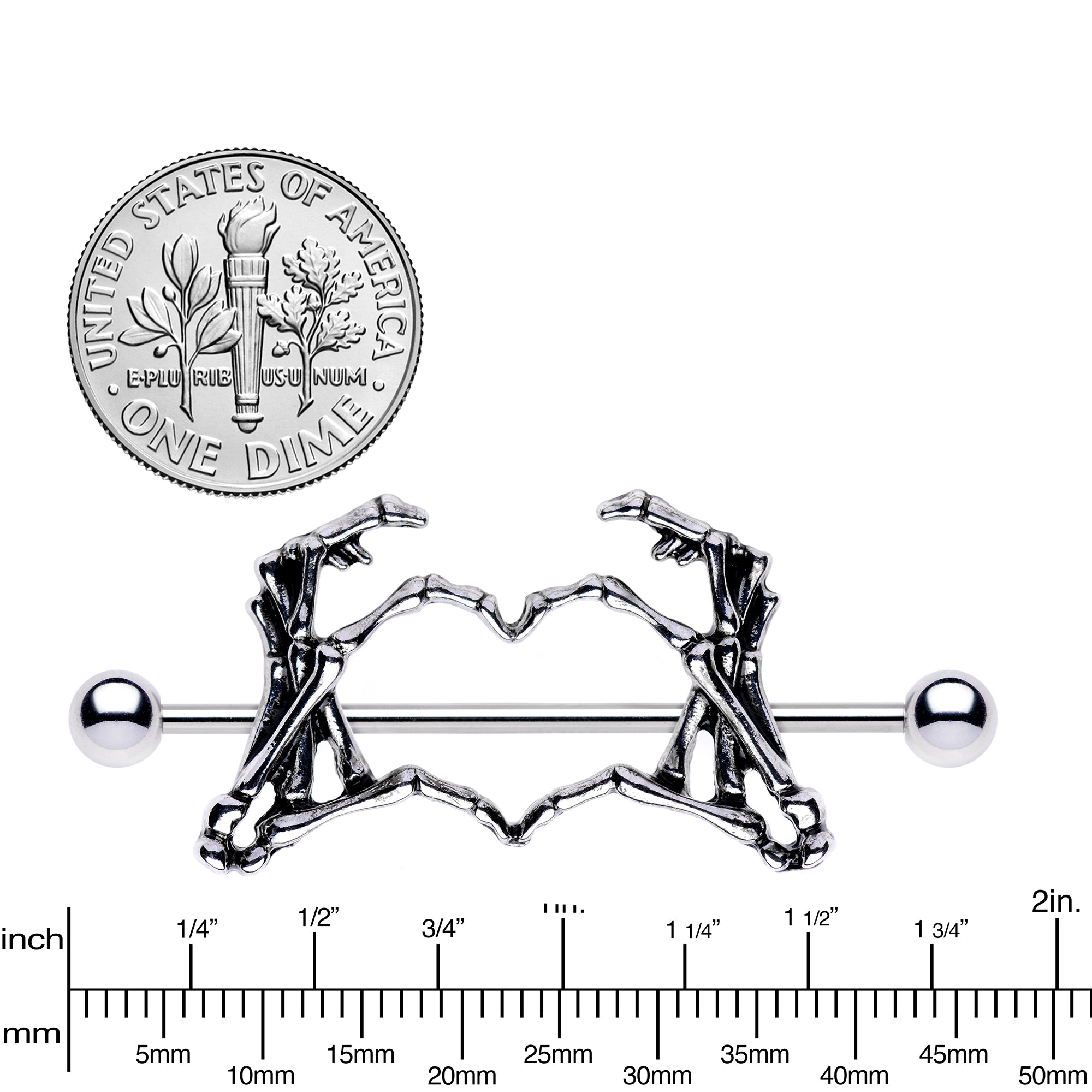 Pair Of Skeleton Bone Hand Nipple Shields – 14g Barbell Rings Body Piercing Jewelry