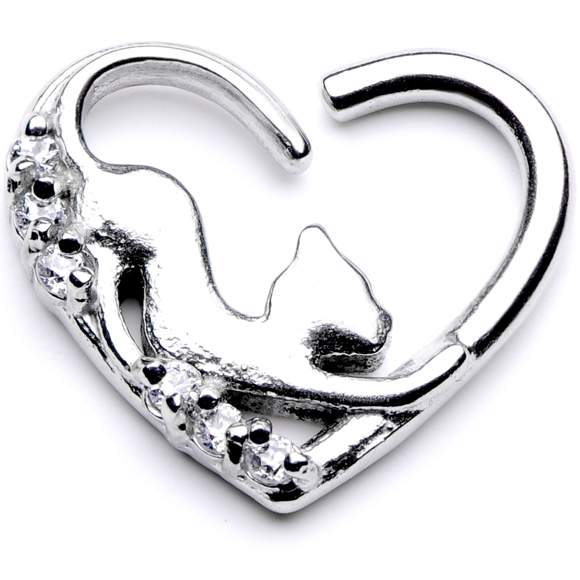 16 Gauge 3/8 Clear CZ Gem Cats Meow Right Heart Closure Ring