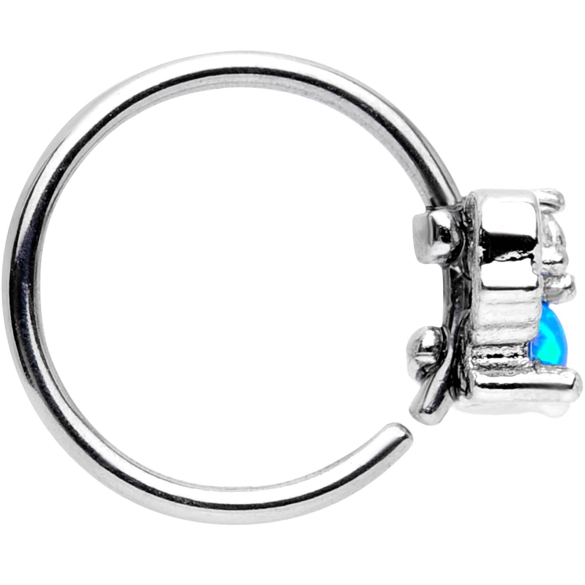 20 Gauge 5/16 Blue Synthetic Opal Fashion Seamless Circular Ring