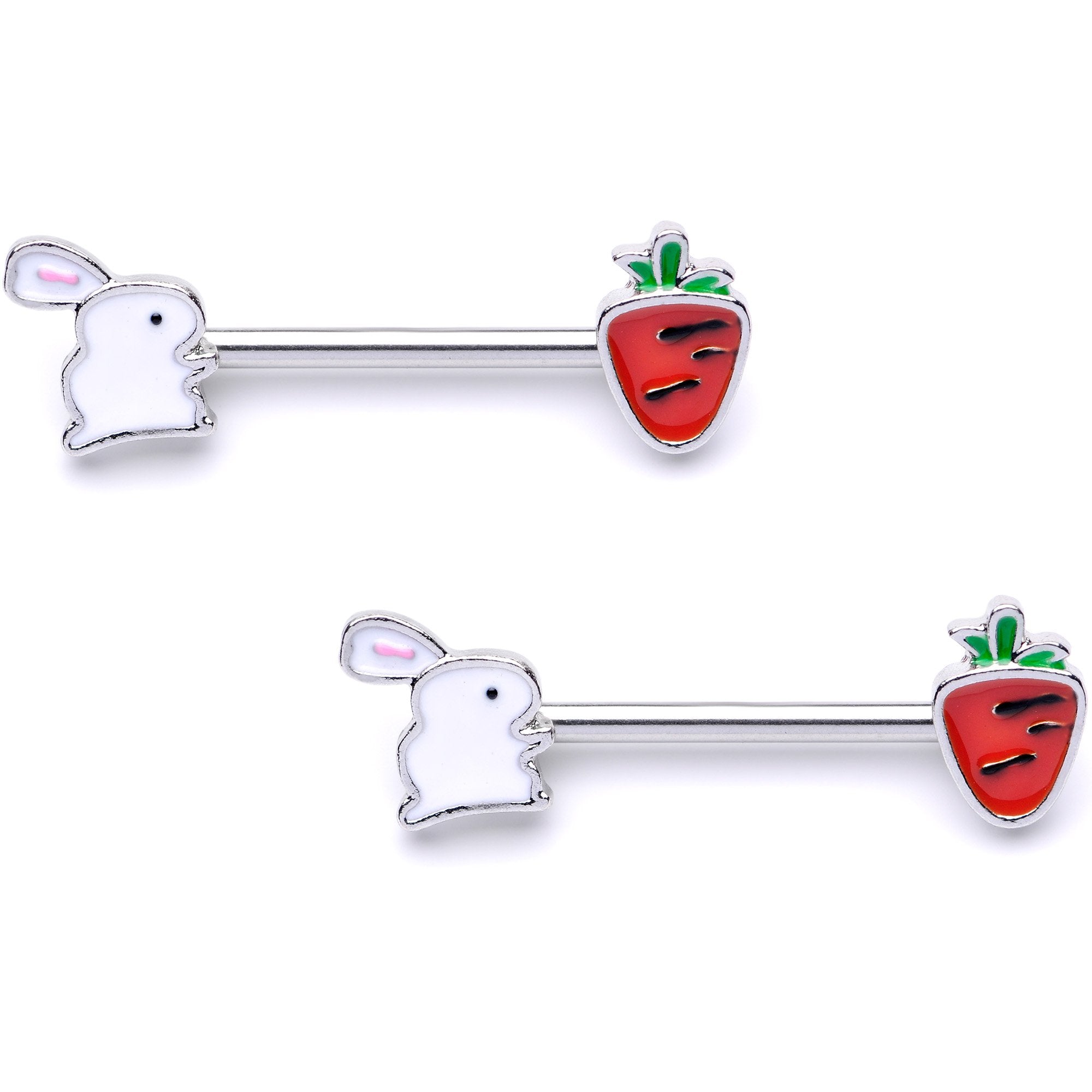 Bunny and Strawberry Barbell Nipple Ring Set