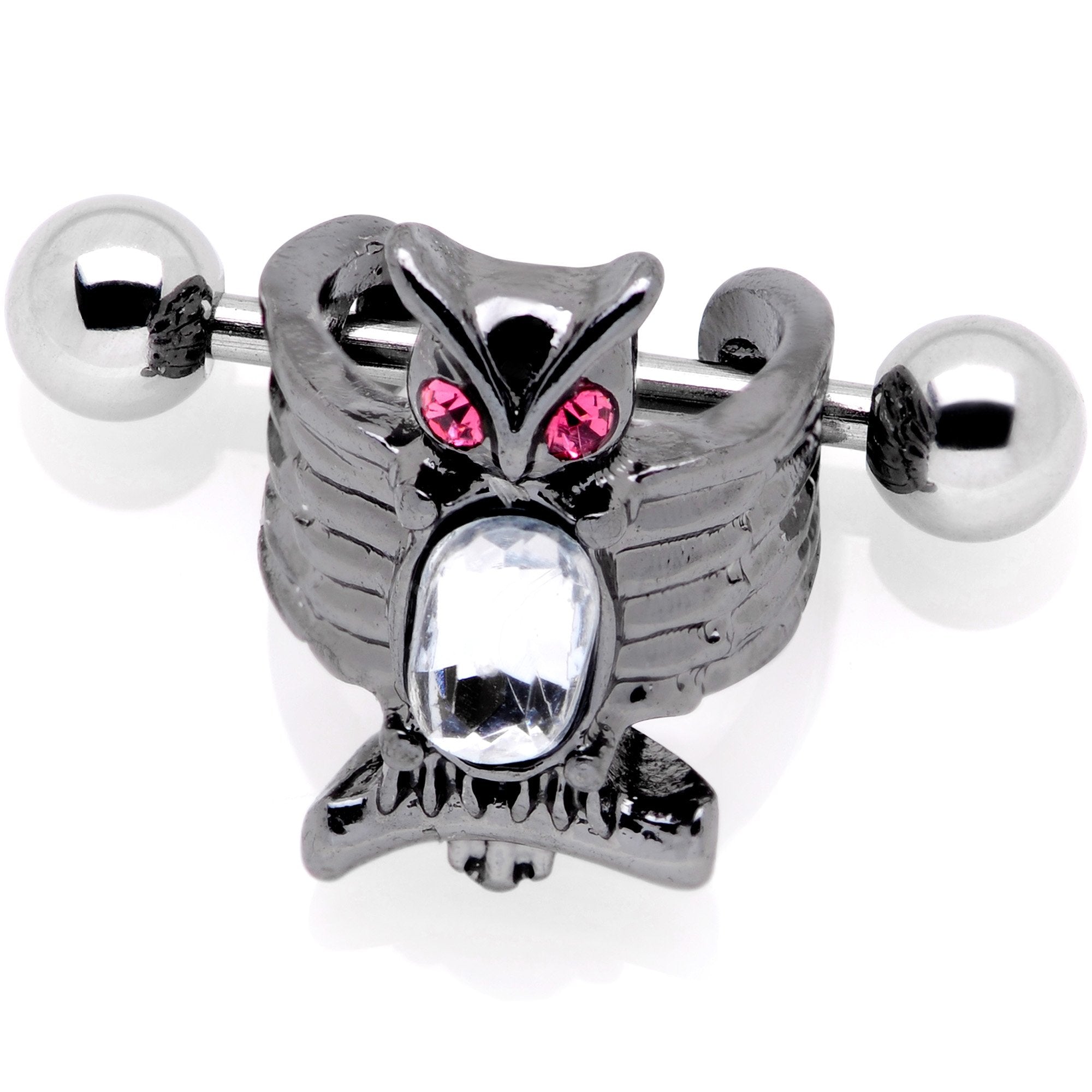 16G 1/2 Pink Clear Gem Winged Creature Cuff Cartilage Earring