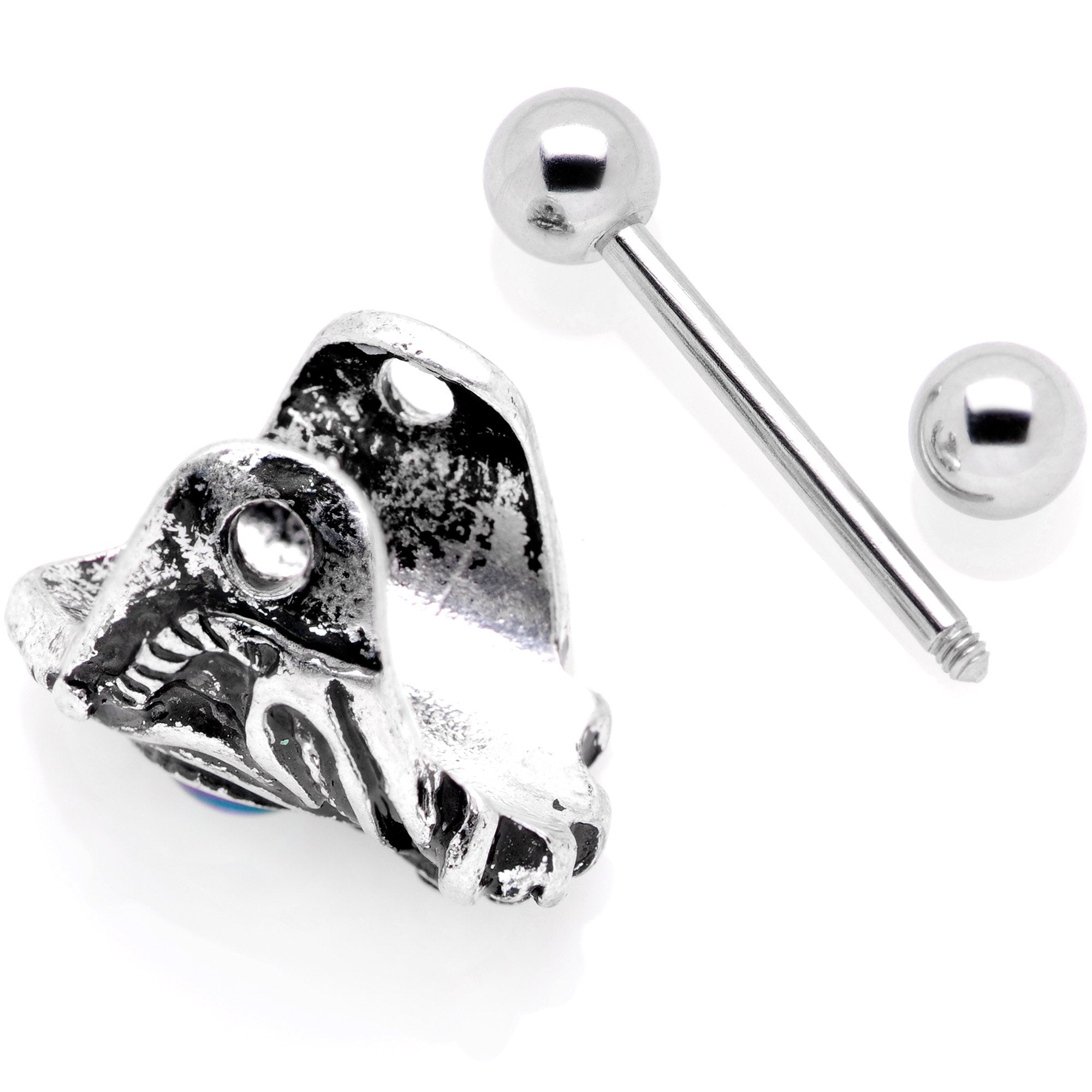 16G 1/2 Iridescent Blue Gem Tribal Cuff Cartilage Earring