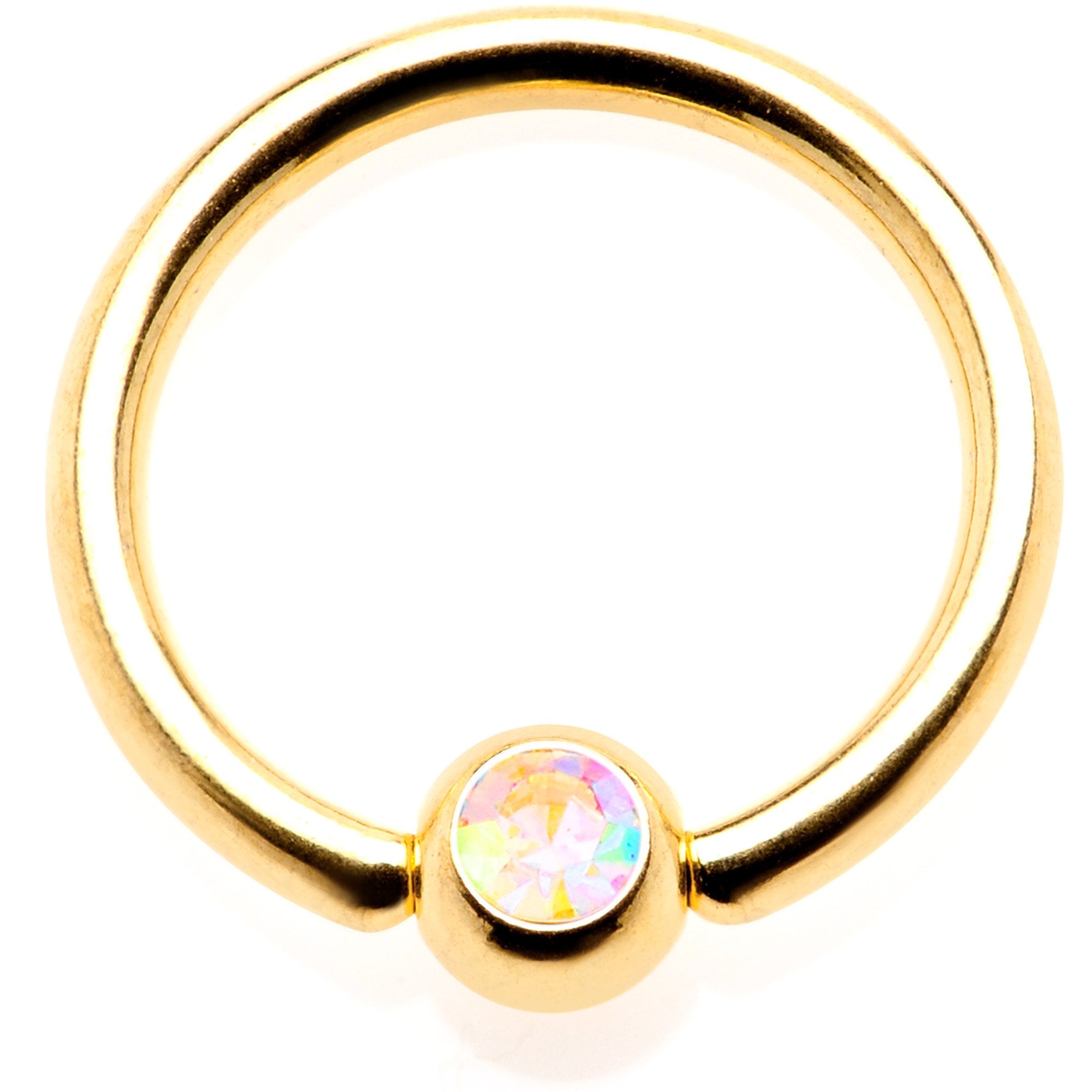 16 Gauge 5/16 Aurora Gem Gold Tone Anodized BCR Captive Ring