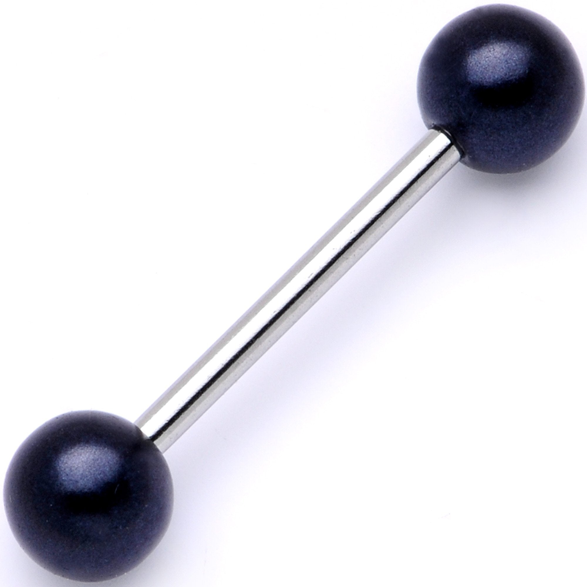 Midnight Black Pearlescent Acrylic Barbell Tongue Ring