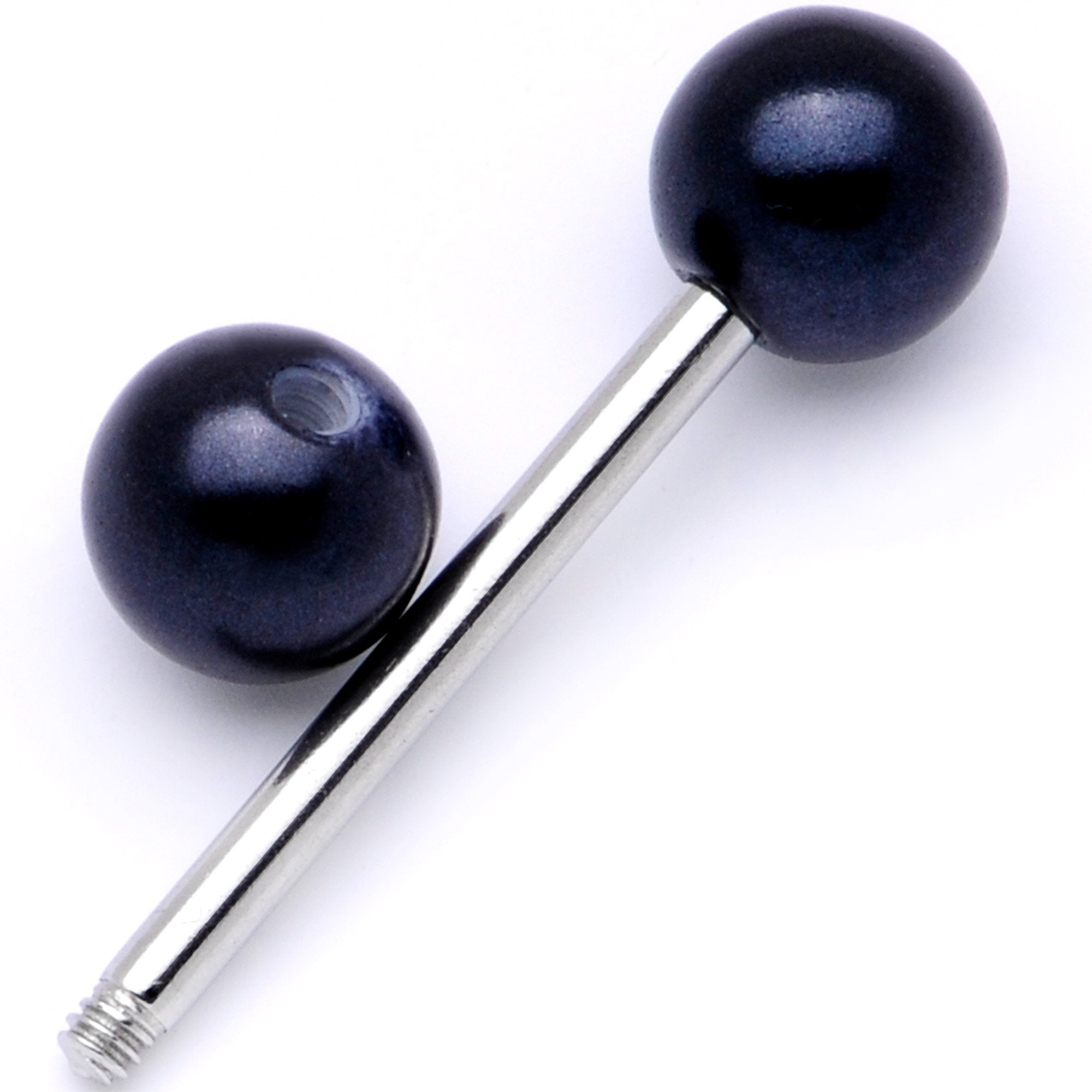 Midnight Black Pearlescent Acrylic Barbell Tongue Ring