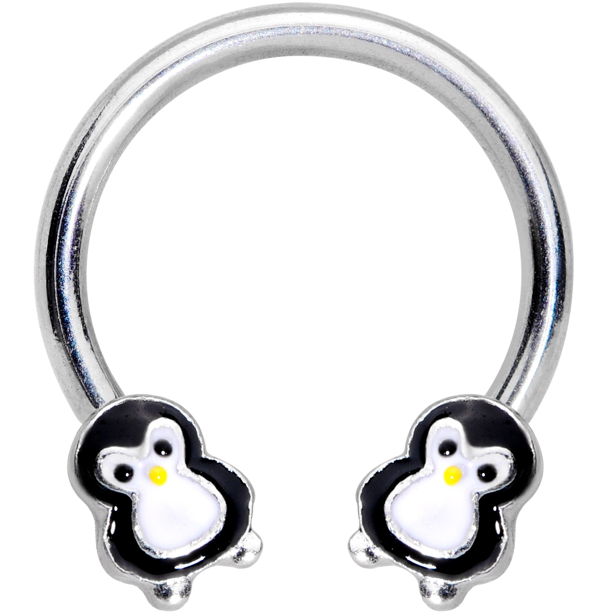 16G 3/8 Pudgy Penguin Horseshoe Curved Barbell