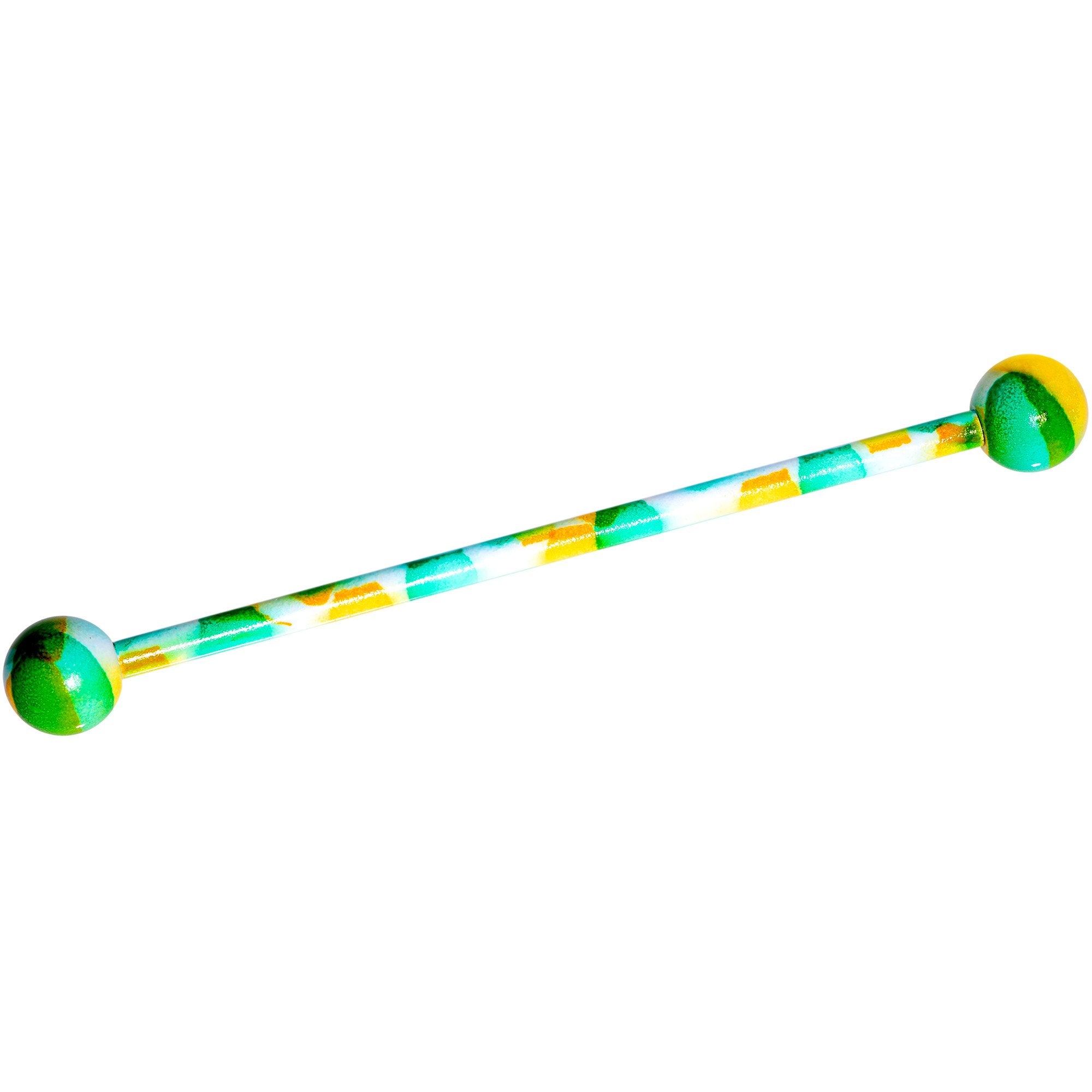 Green Yellow Cool Camouflage Industrial Barbell 38mm