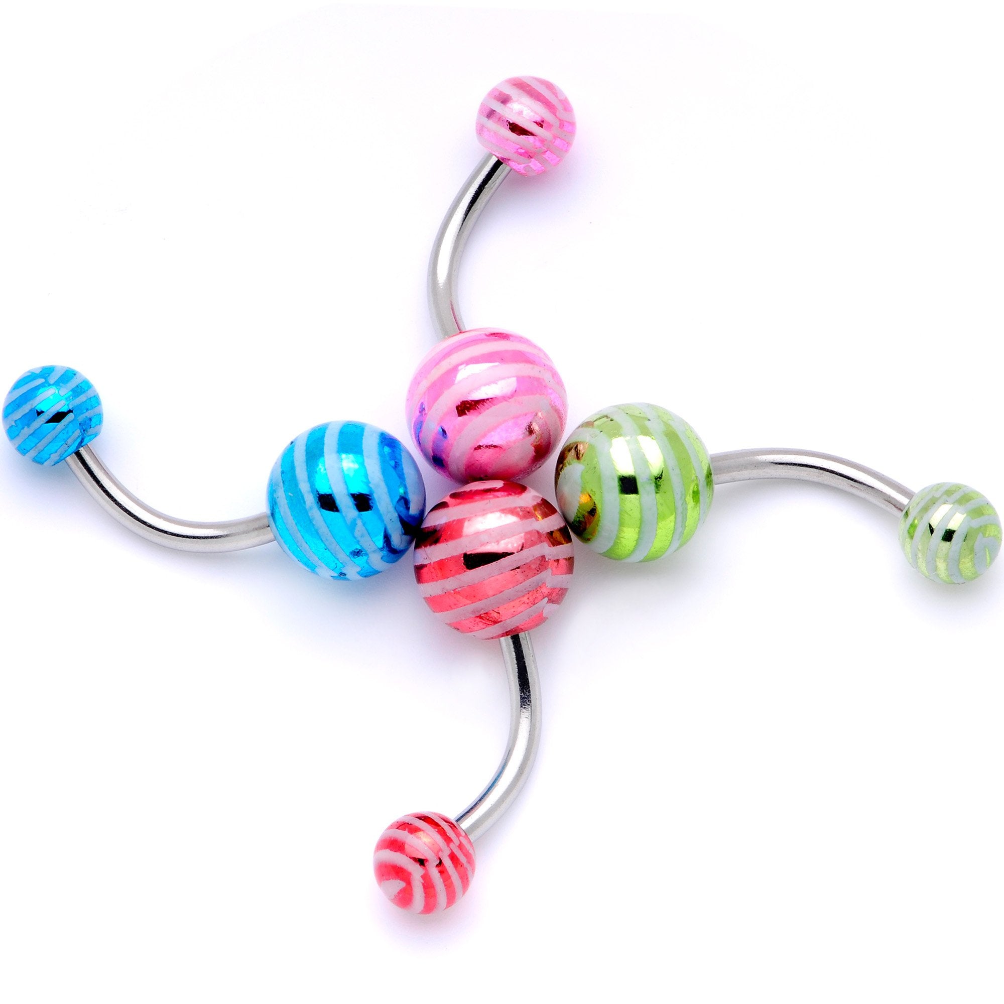 Parade of Color Stripes Party Pack Belly Ring Set of 4