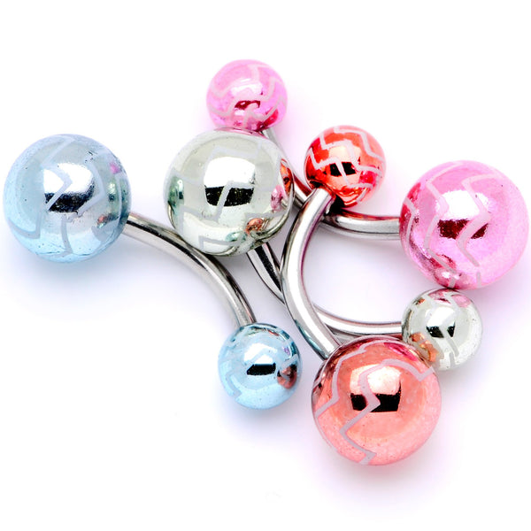 Pastel Zig Zag Party Pack Belly Ring Set of 4