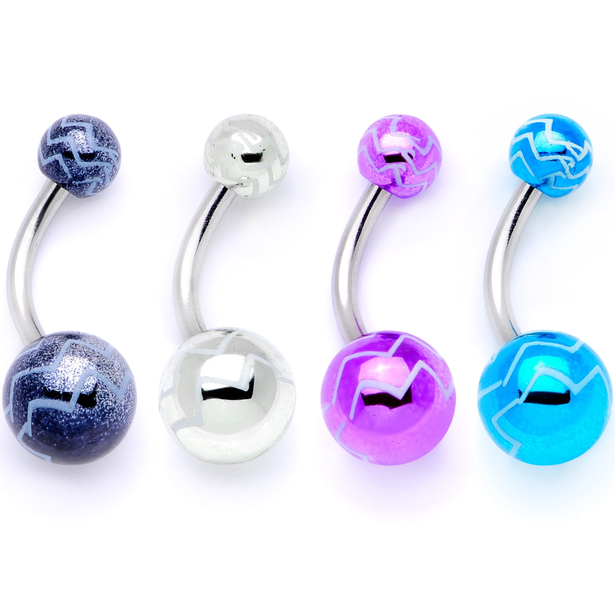 Parade of Color Zig Zag Party Pack Belly Ring Set of 4