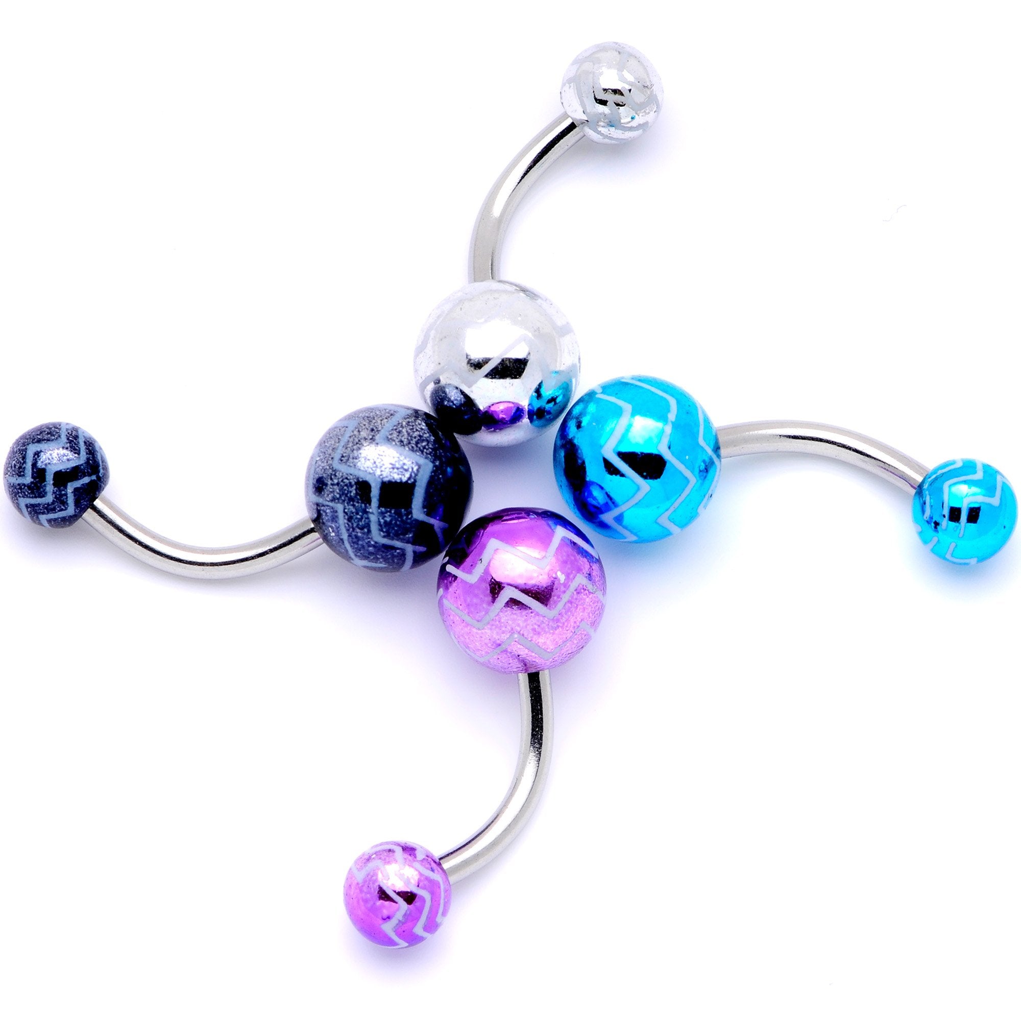 Parade of Color Zig Zag Party Pack Belly Ring Set of 4