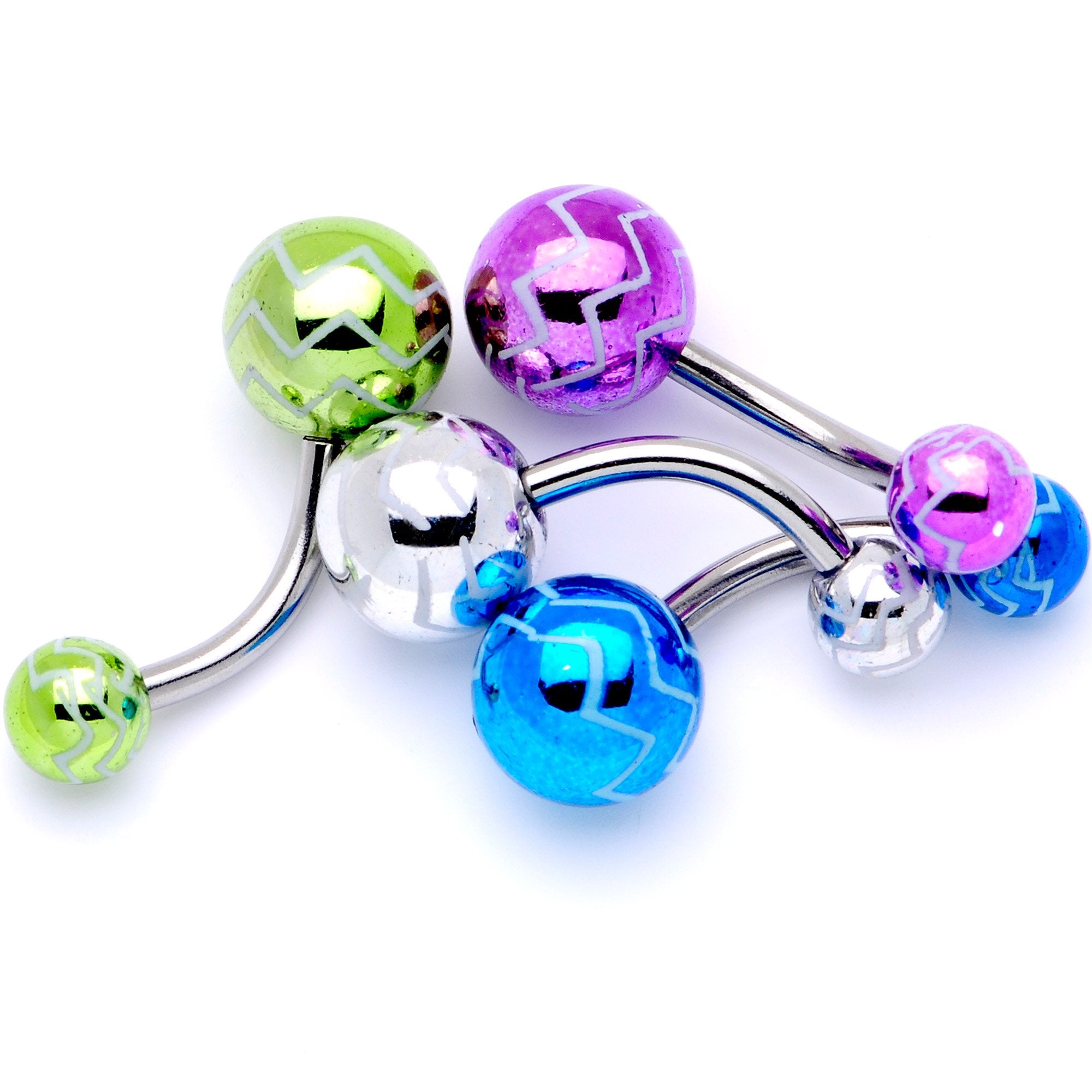 Parade of Cool Zig Zag Party Pack Belly Ring Set of 4
