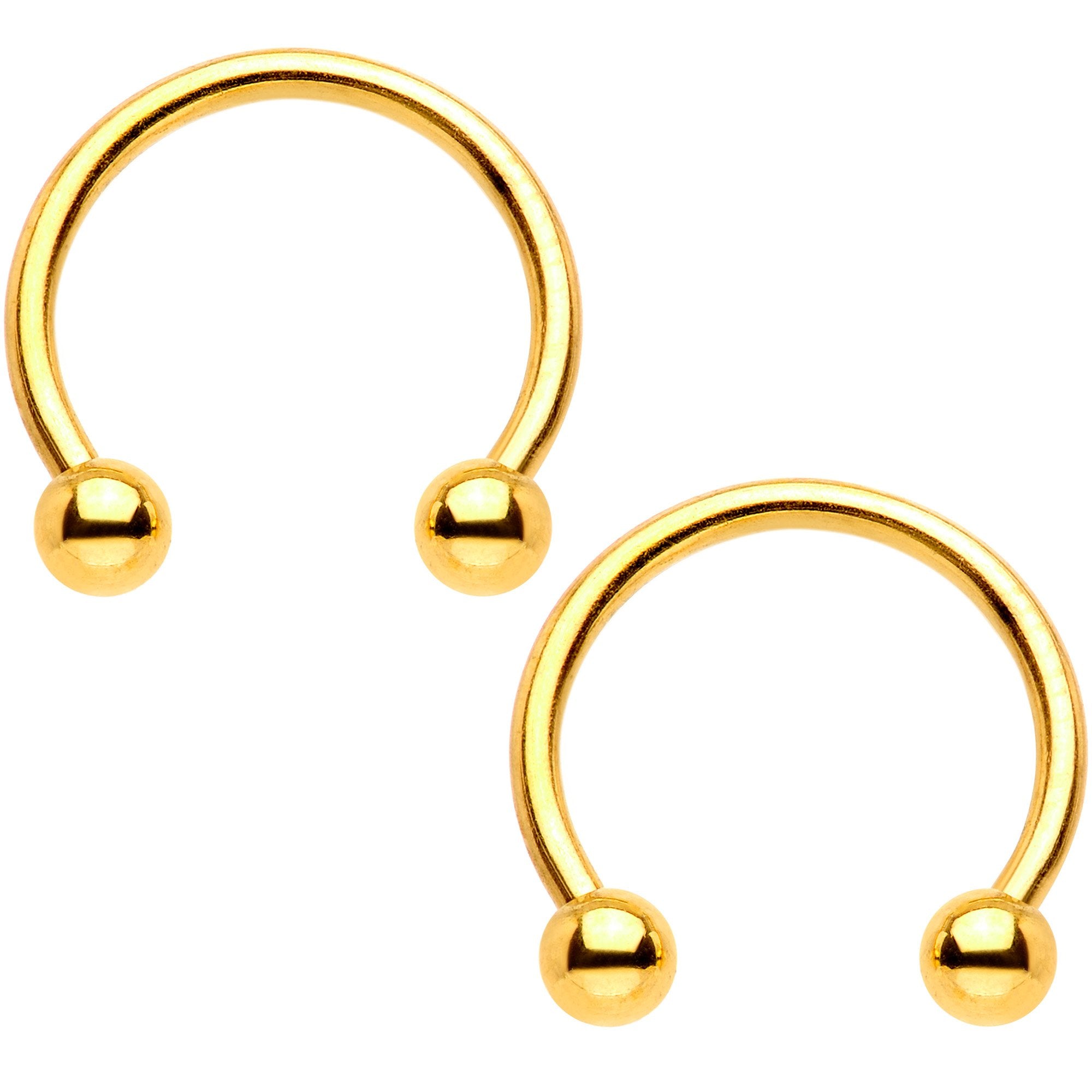 16G 3/8 Clear CZ Gem Gold Tone Fun Flowers Horseshoe BCR Captive Ring Set