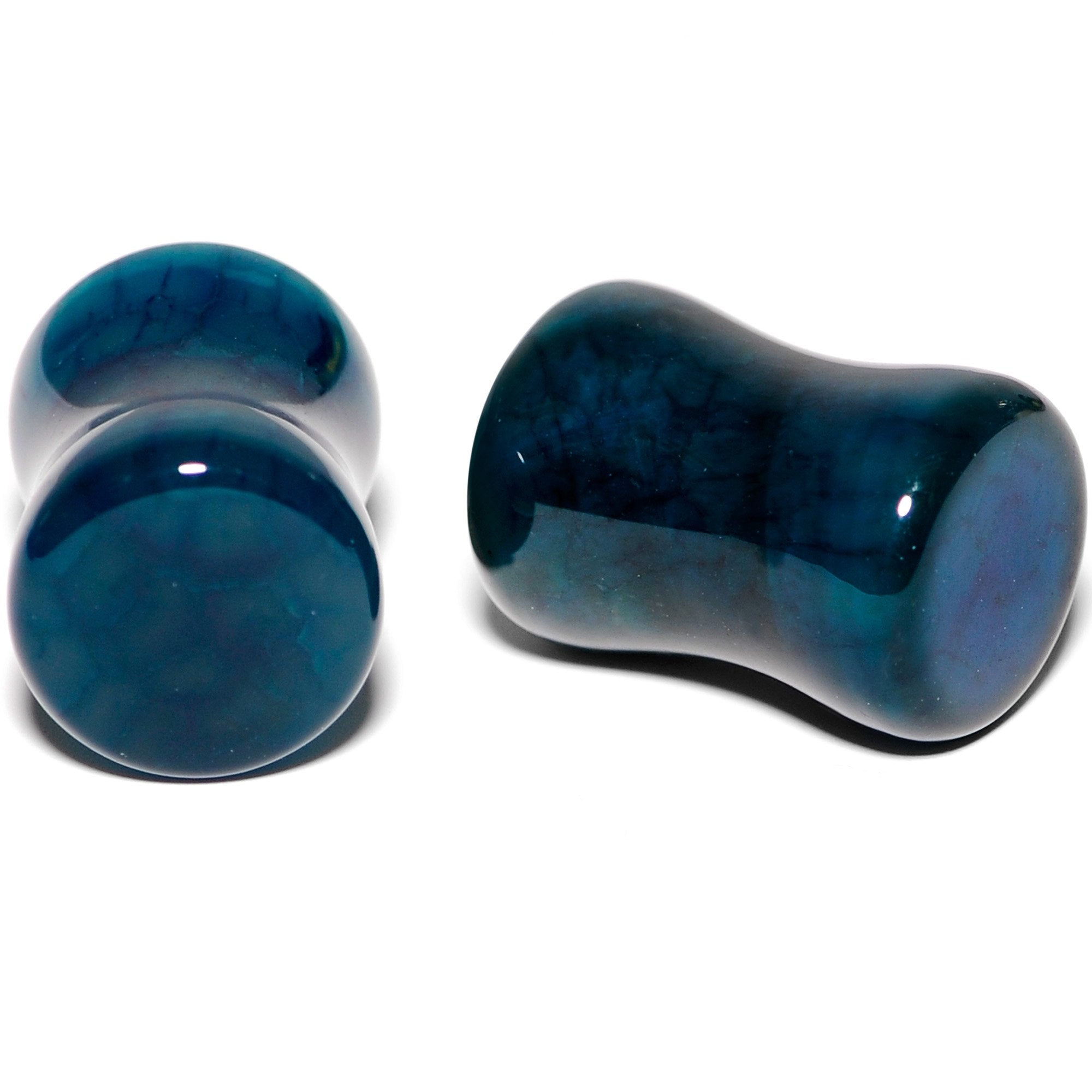Solid Blue Stone Saddle Plug Set 6mm to 25mm