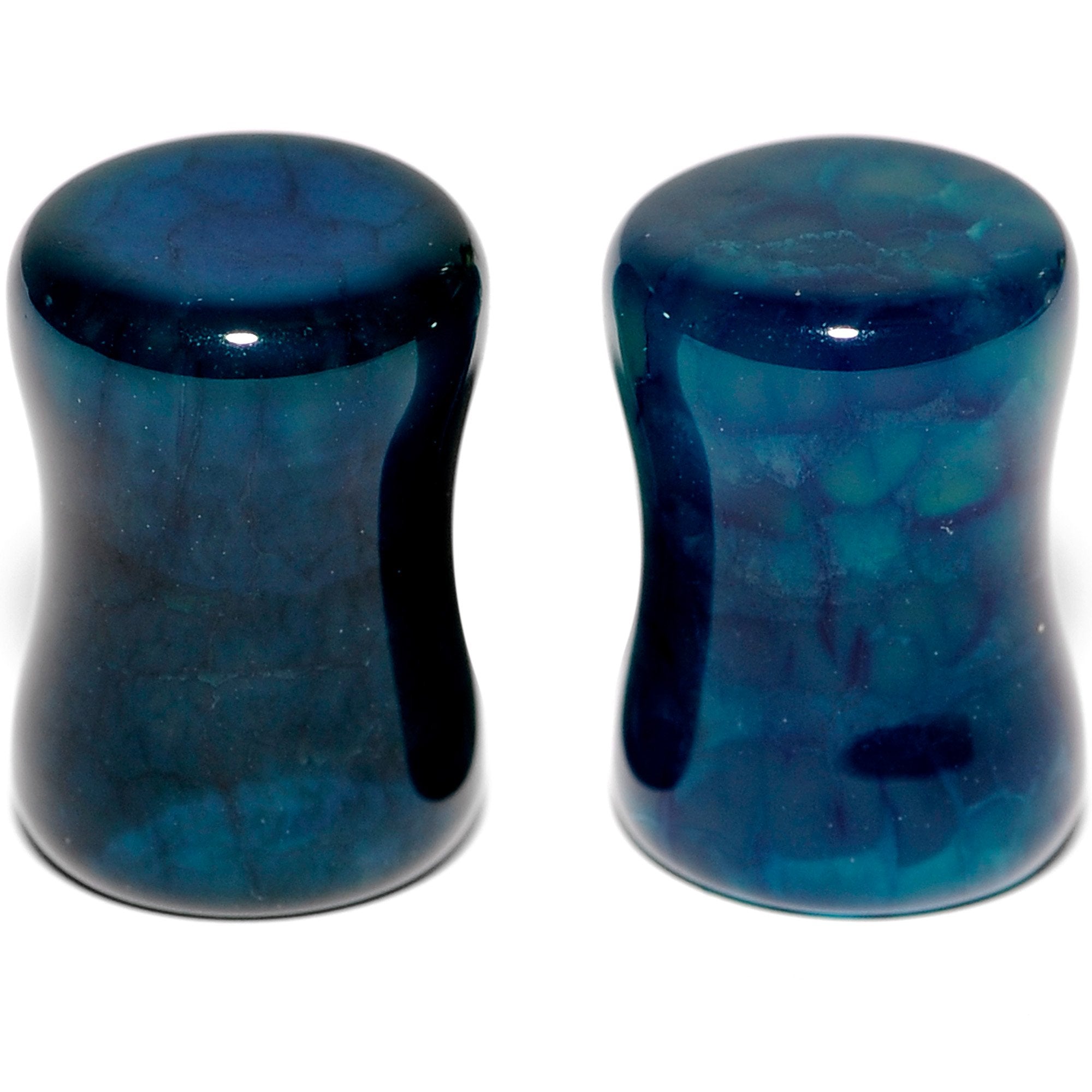 Solid Blue Stone Saddle Plug Set 6mm to 25mm