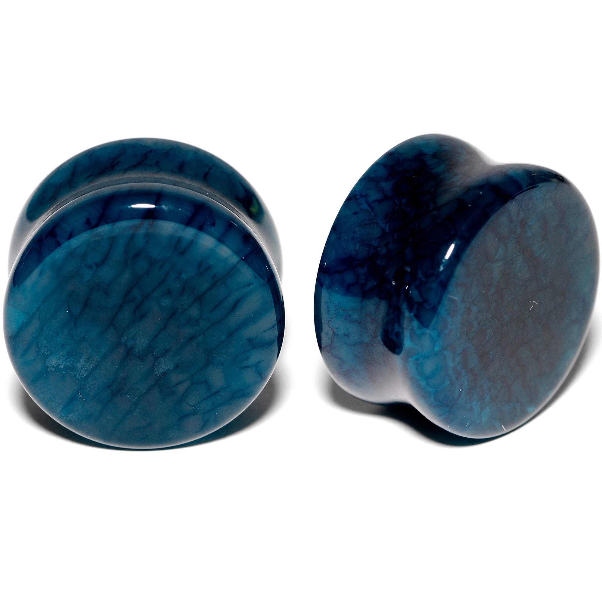 Solid Blue Stone Saddle Plug Set 6mm to 25mm