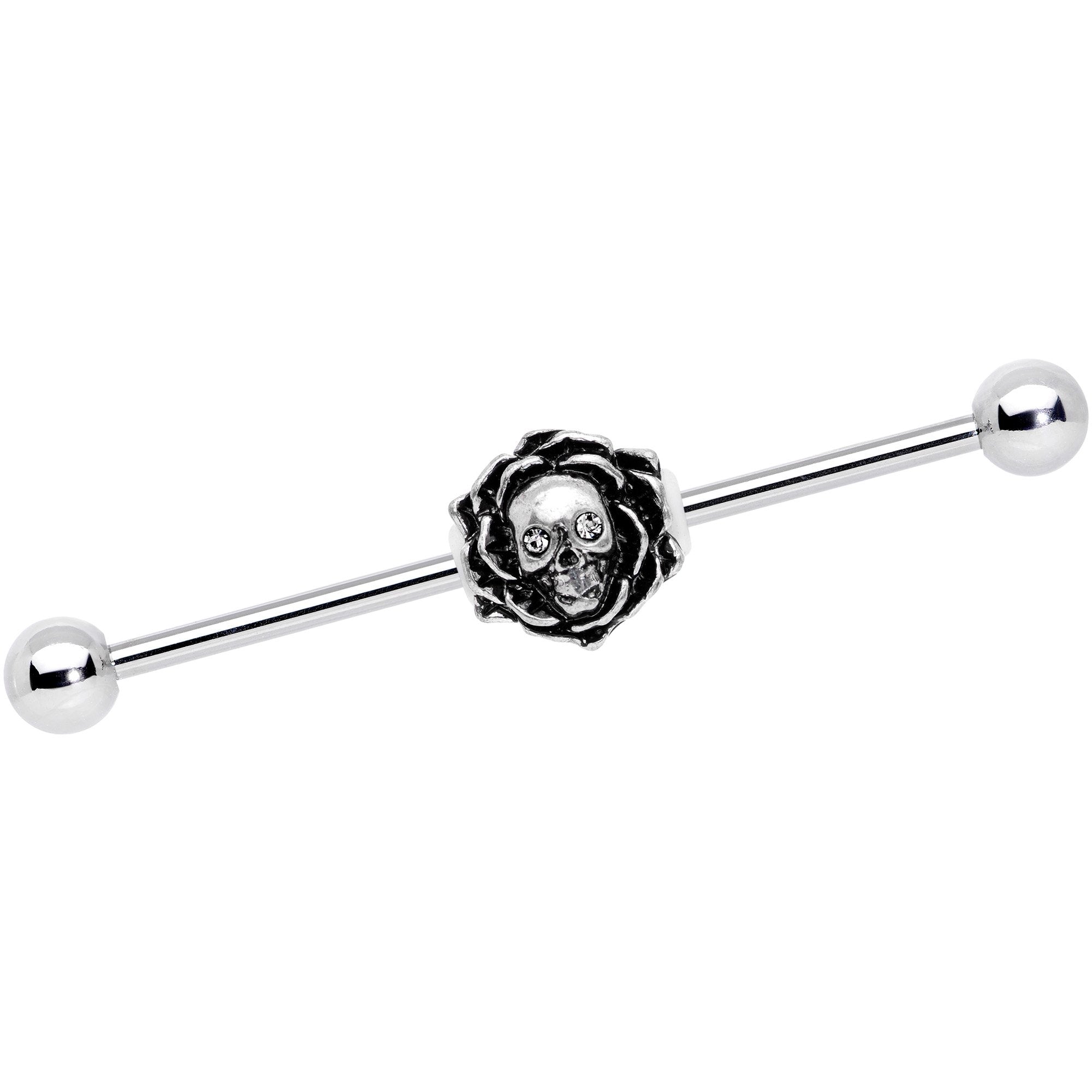 14 Gauge Beauty in Death Charm Stainless Steel Industrial Barbell 38mm