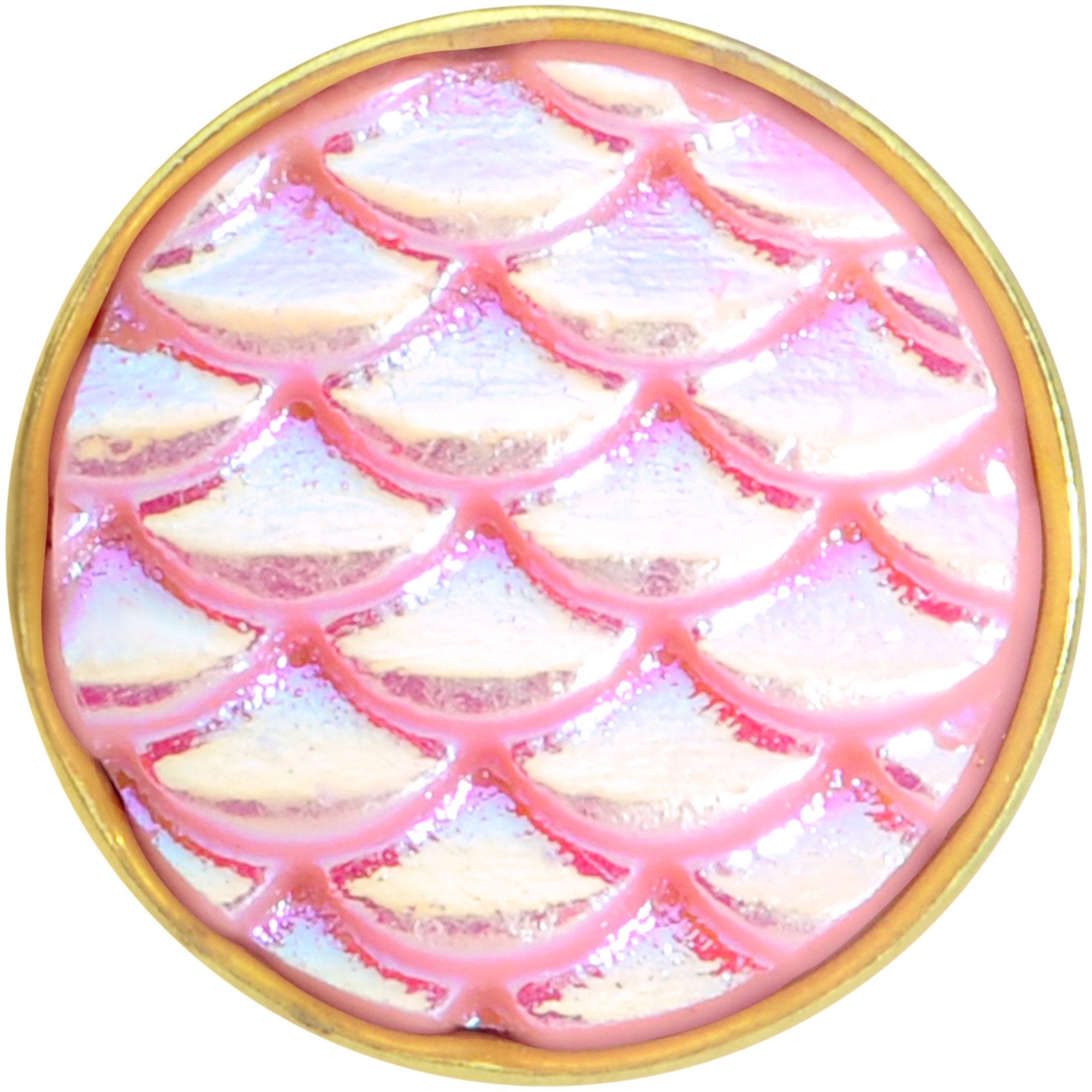 Gold PVD Pink Mermaid Scale Barbell Tongue Ring