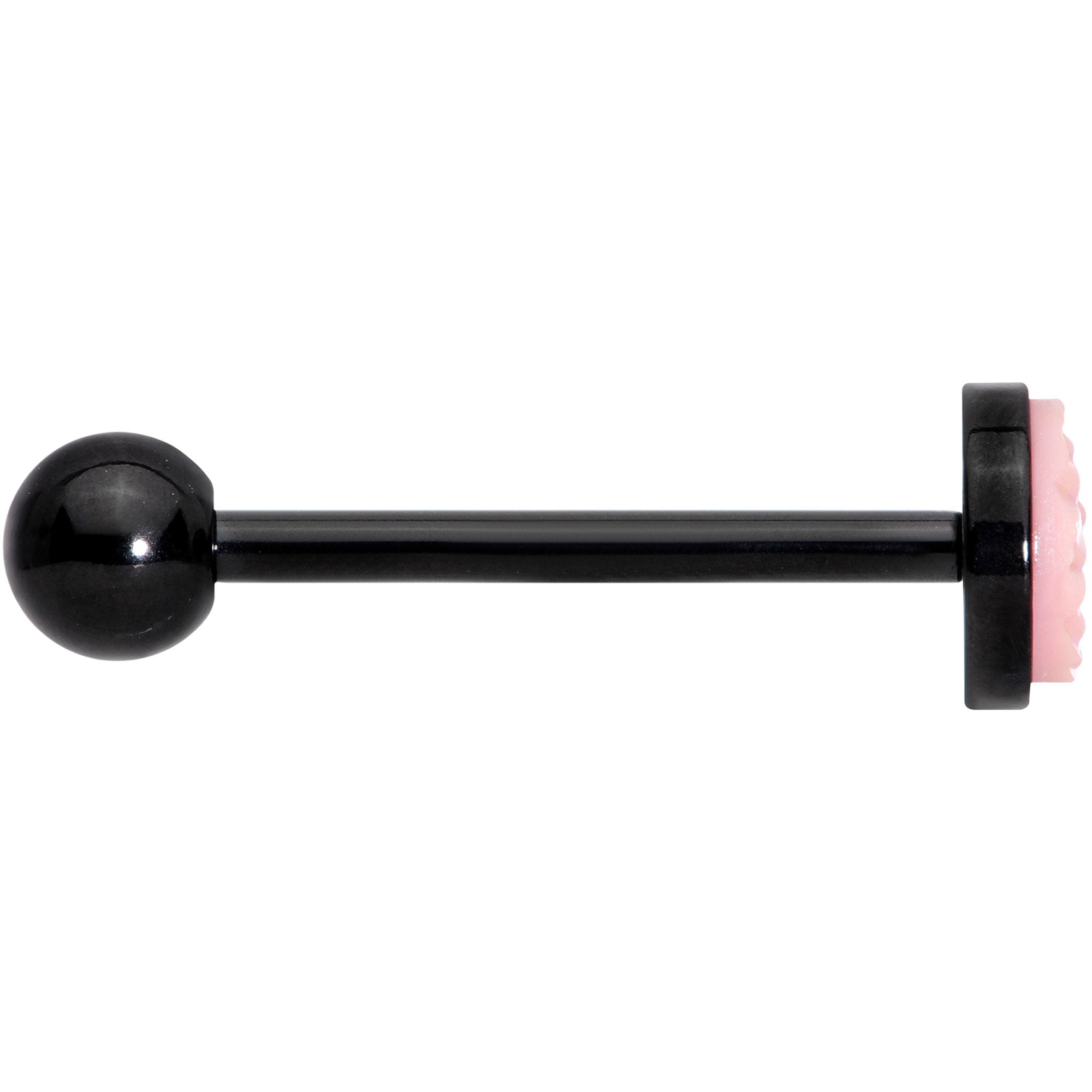 Black PVD Pink Mermaid Scale Barbell Tongue Ring