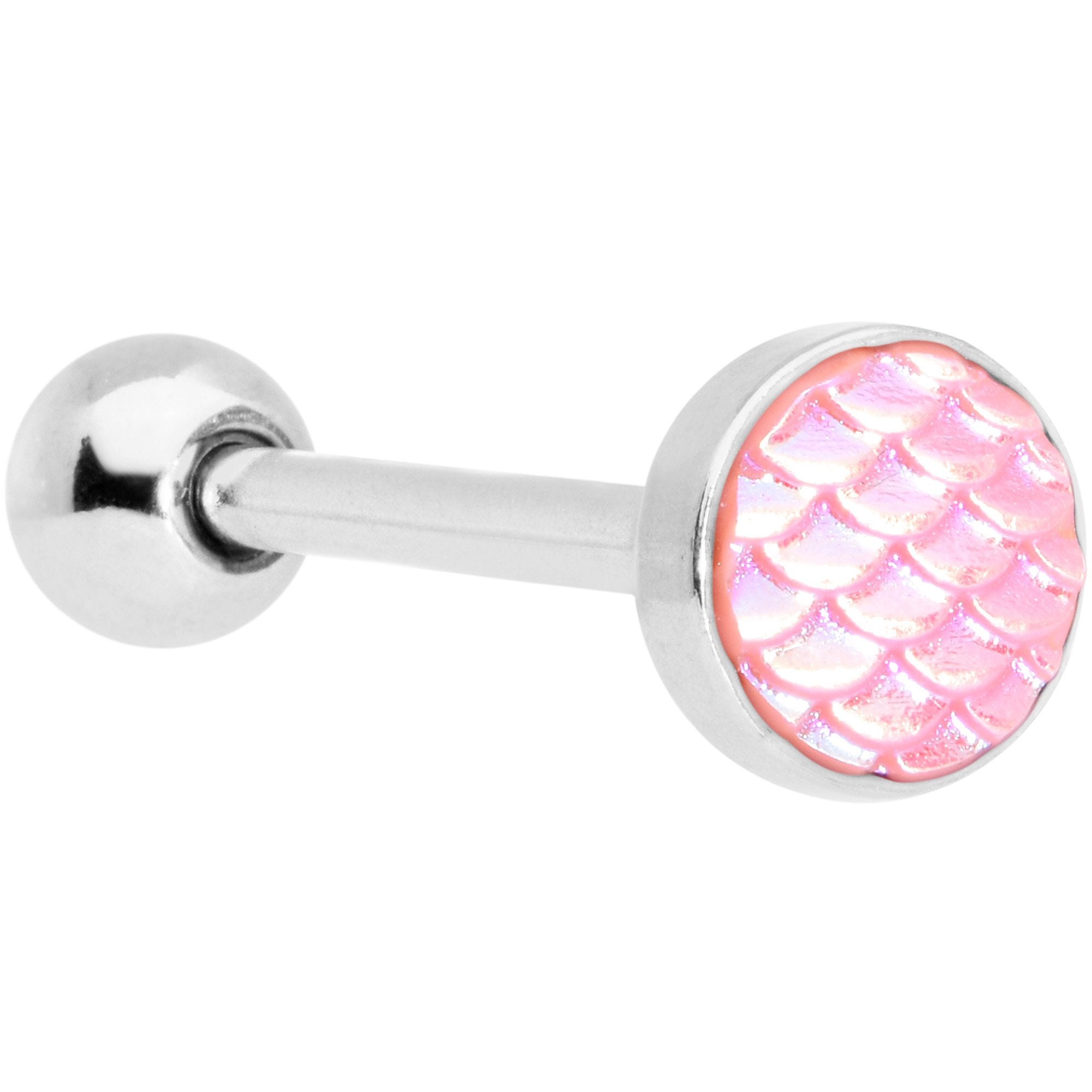 Pink Mermaid Scale Barbell Tongue Ring