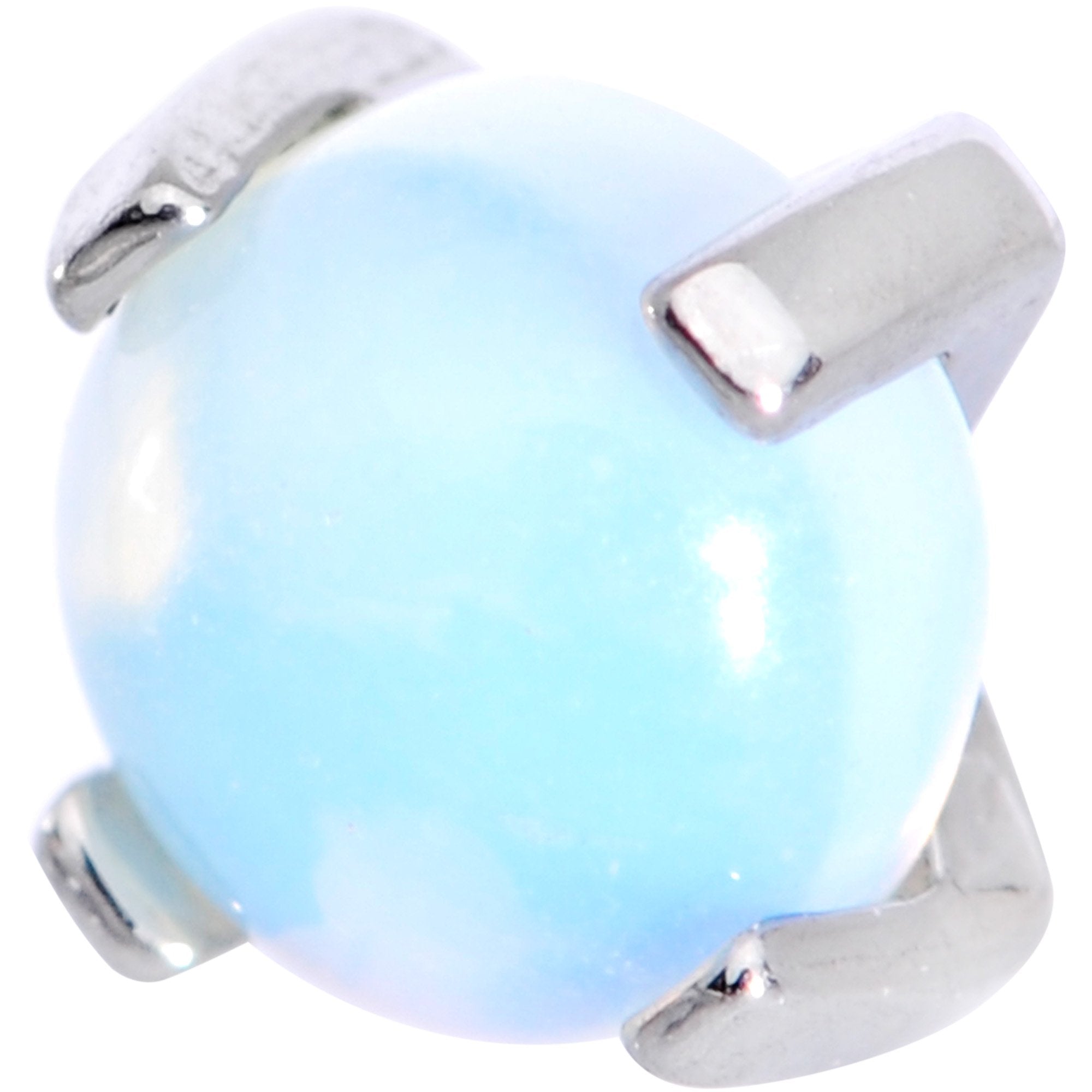 16G 1/4 White Opalite Internally Threaded Labret Monroe Tragus