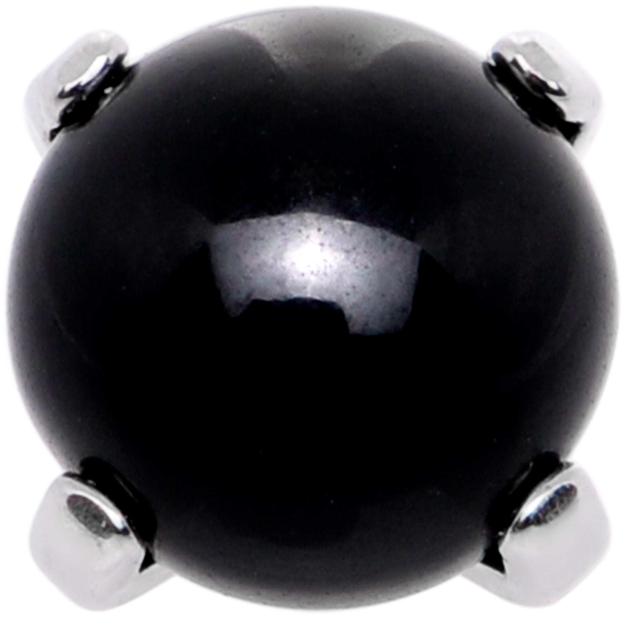 14 Gauge Natural Black Agate Externally Threaded Dermal Anchor Top