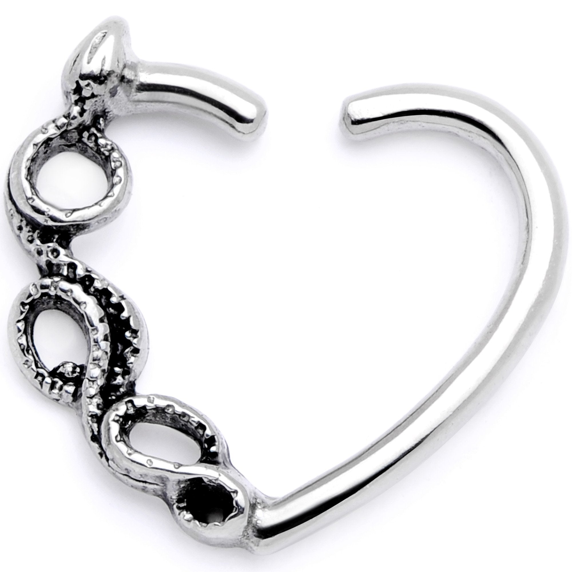 16 Gauge 3/8 Scary Slithering Snake Right Heart Closure Ring