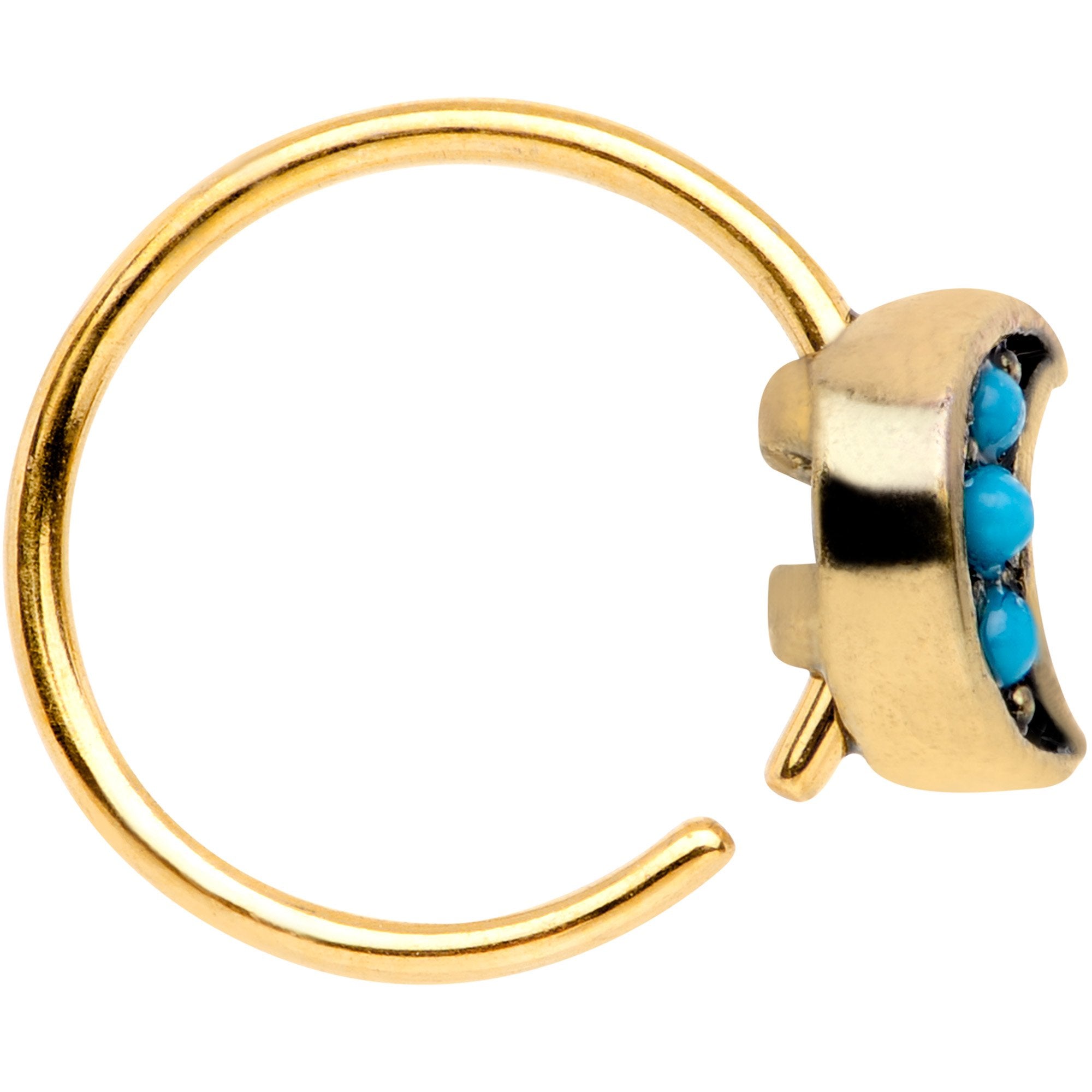 20G 5/16 Blue Orb Gold Tone Crescent Moon Seamless Circular Ring