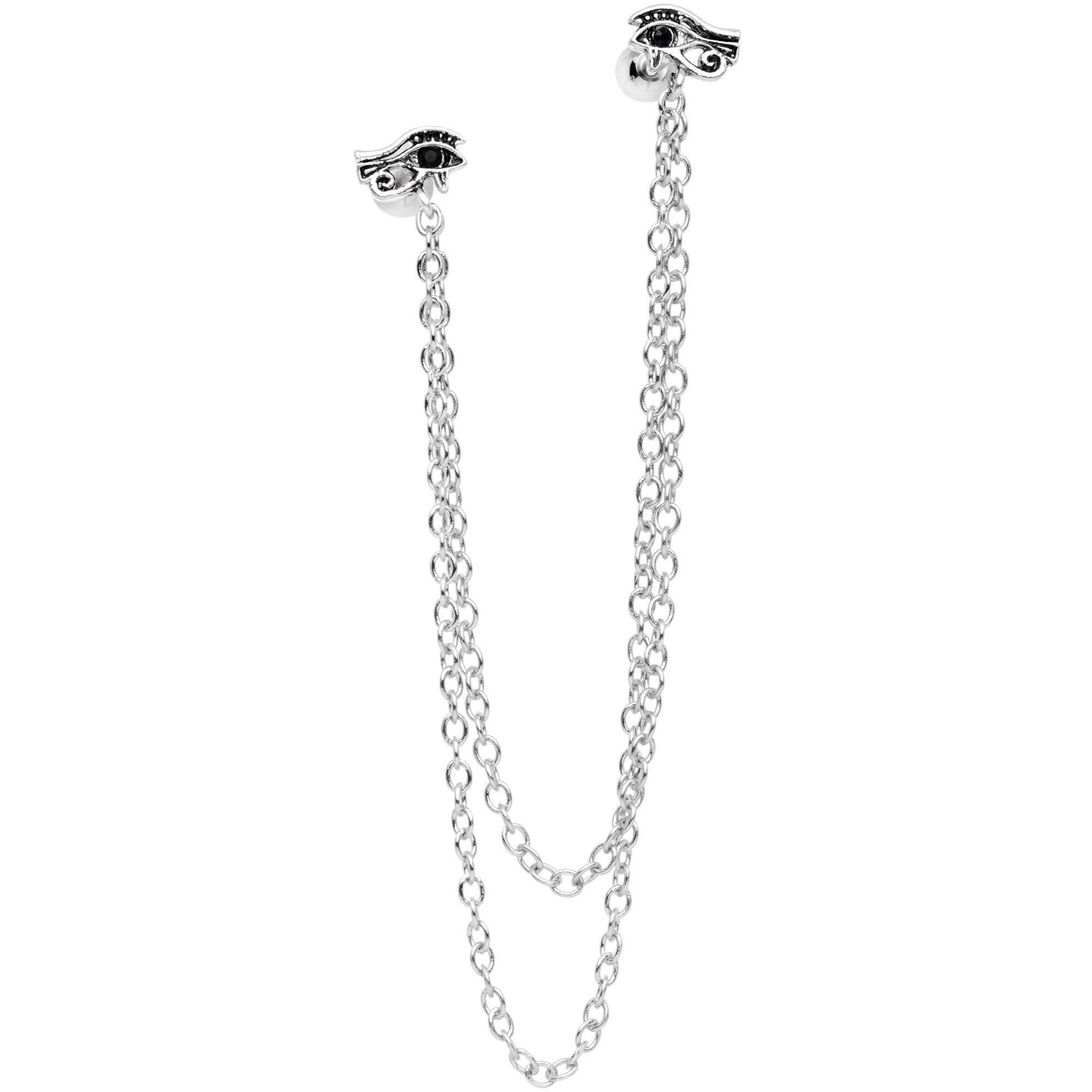 16G 1/4 Ancient Egyptian Eye of Horus Cartilage Chain Earring