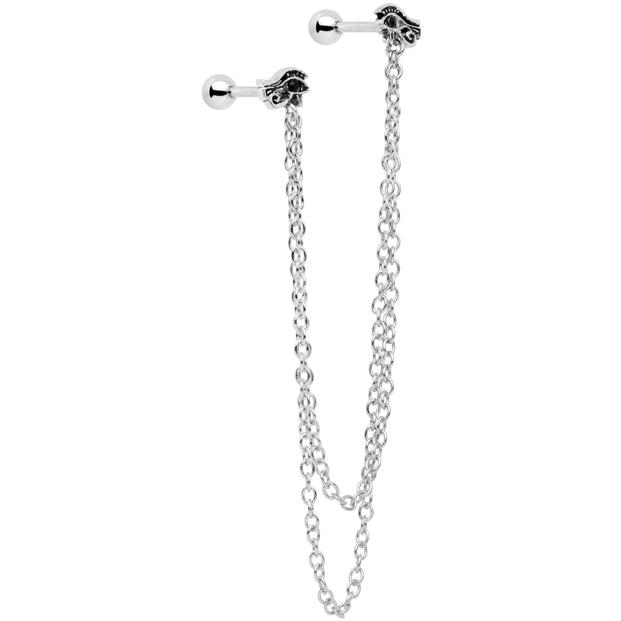 16G 1/4 Ancient Egyptian Eye of Horus Cartilage Chain Earring