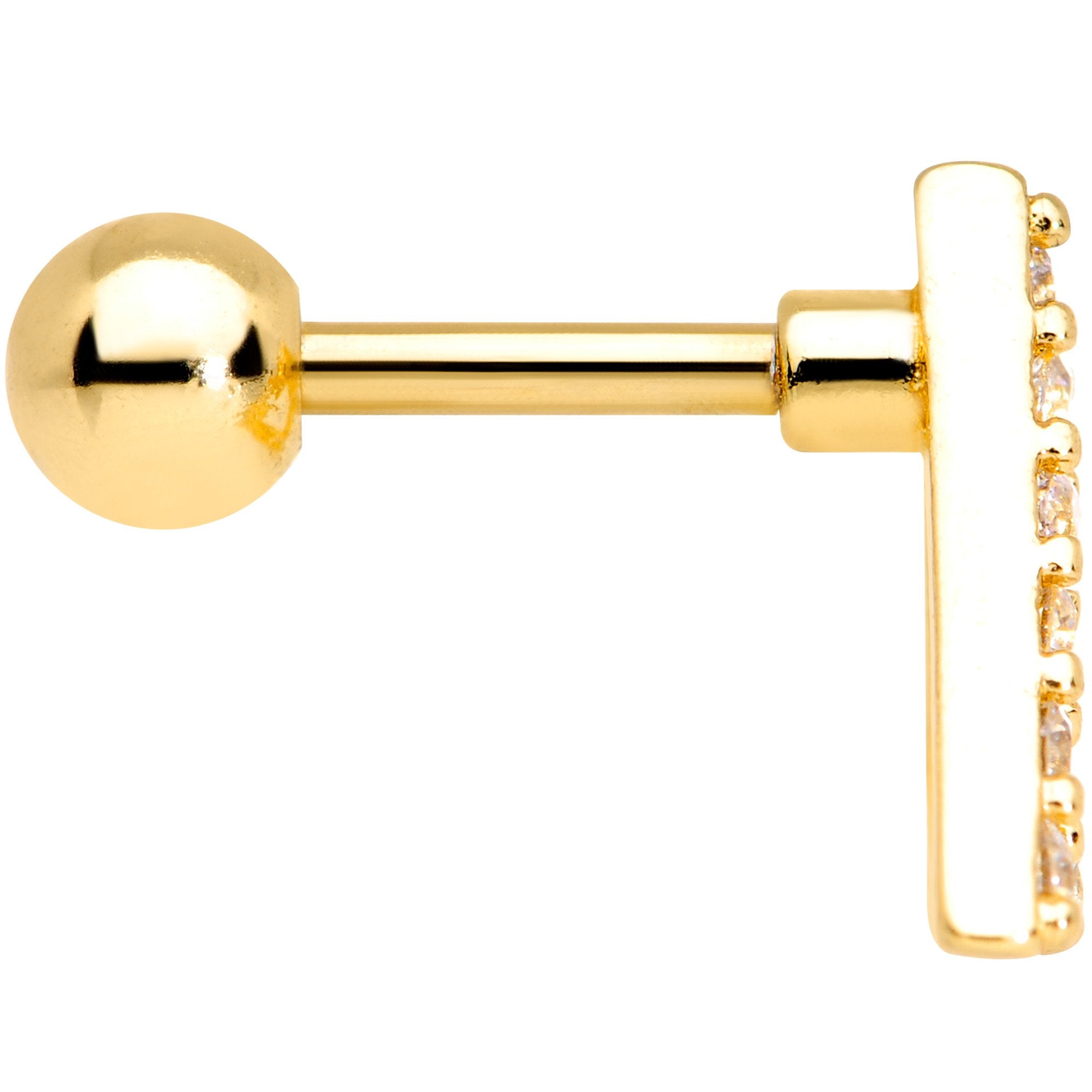 16G 1/4 Clear Gem Gold Tone Triangle Cartilage Tragus