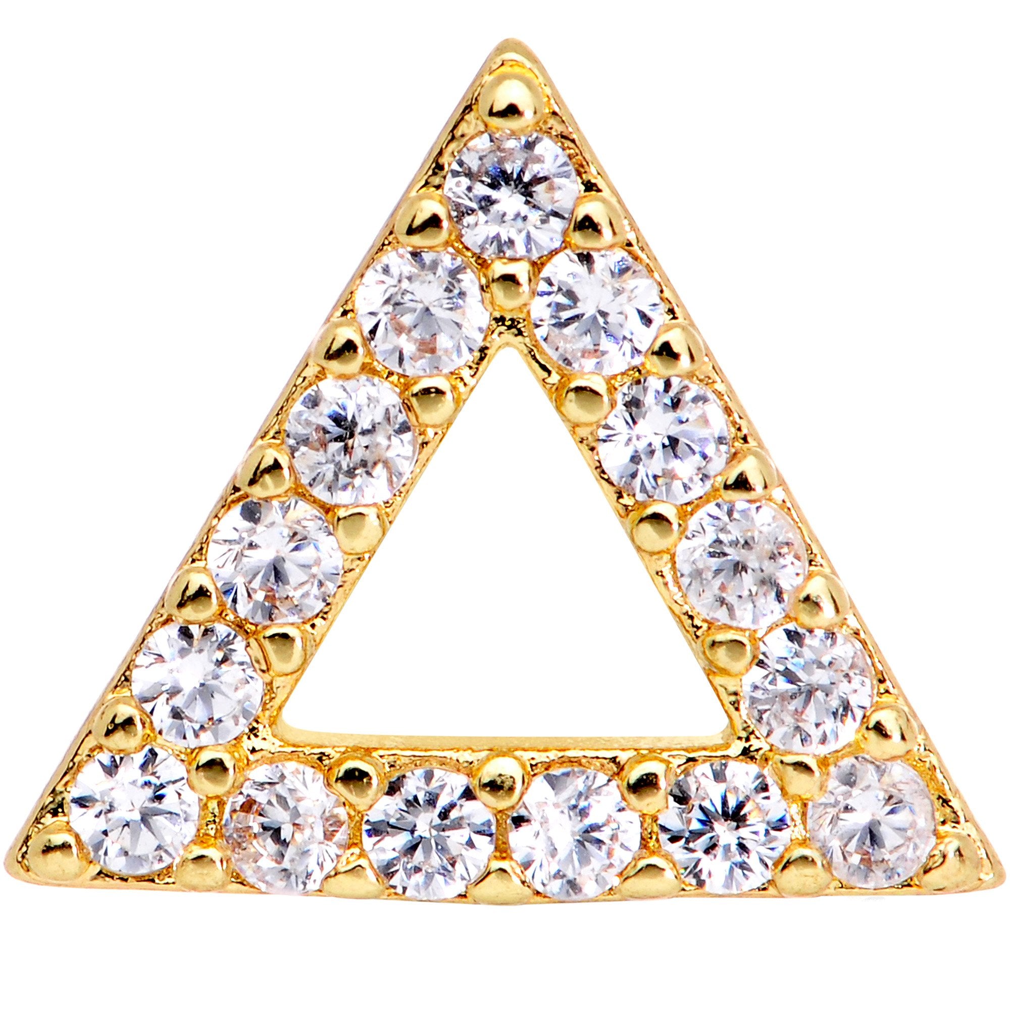 16G 1/4 Clear Gem Gold Tone Triangle Cartilage Tragus