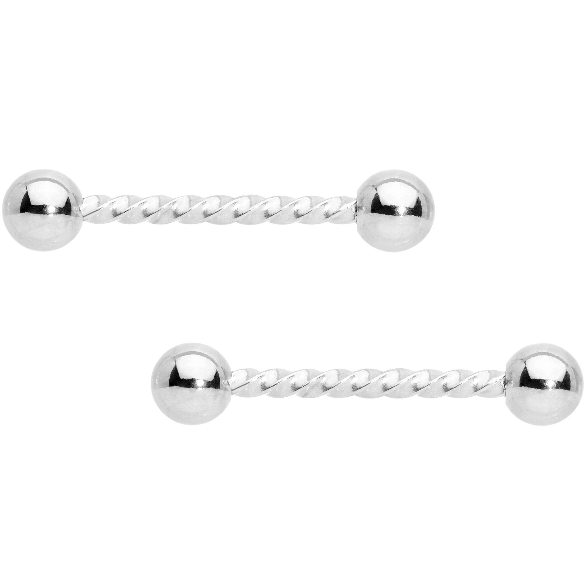 14 Gauge 5/8 Stainless Steel Twisted Barbell Nipple Ring Set
