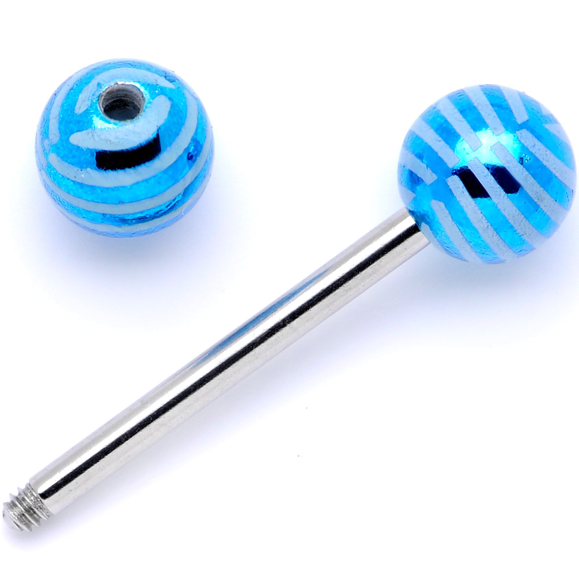 Bright Stripes Party Barbell Tongue Ring Set of 4