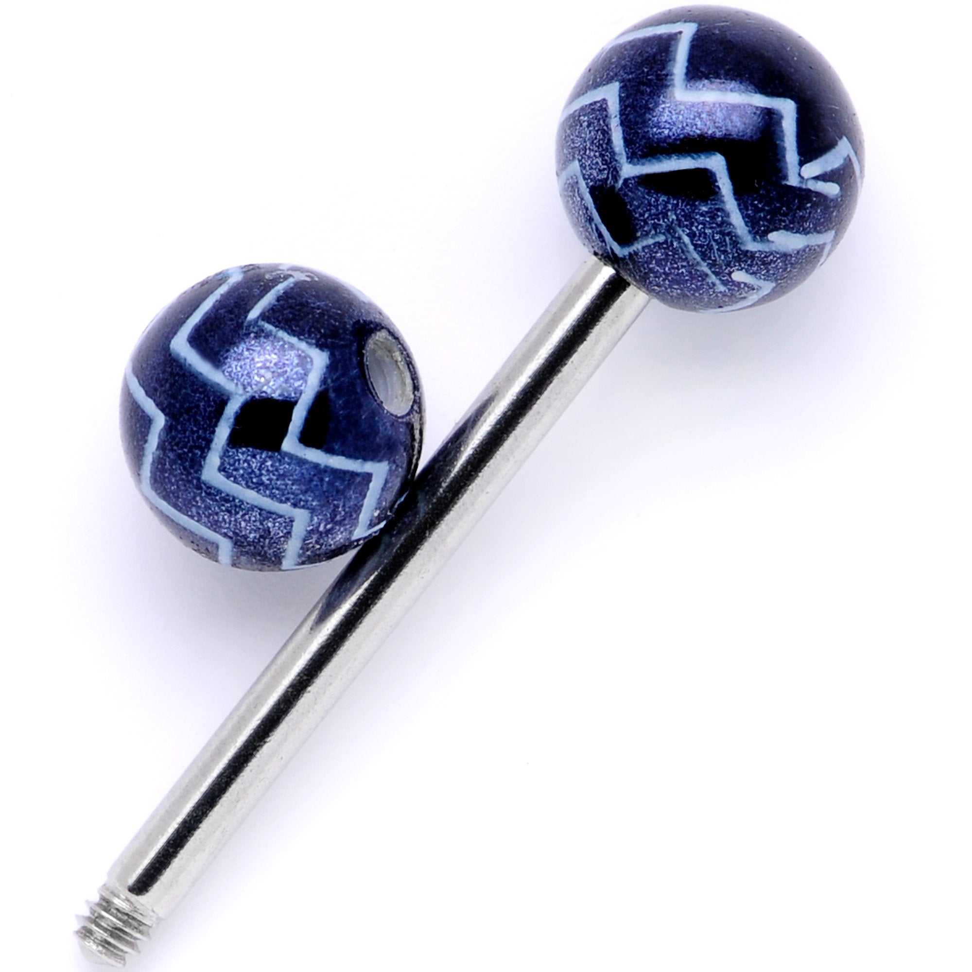 Late Night Party Zig Zag Barbell Tongue Ring Set of 4
