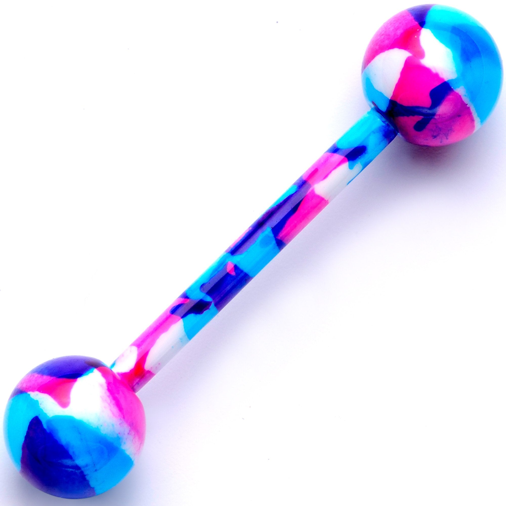 14 Gauge 5/8 Blue Pink Camouflage Straight Barbell Tongue Ring