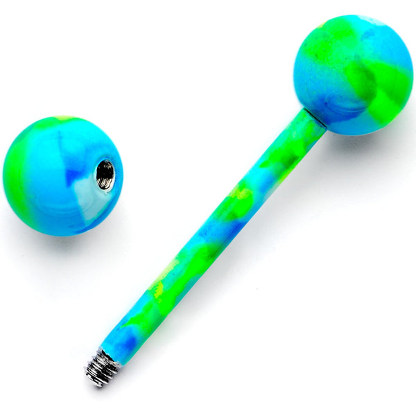 14 Gauge 5/8 Blue Green Camouflage Straight Barbell Tongue Ring