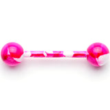 14 Gauge 5/8 Pink White Camouflage Straight Barbell Tongue Ring