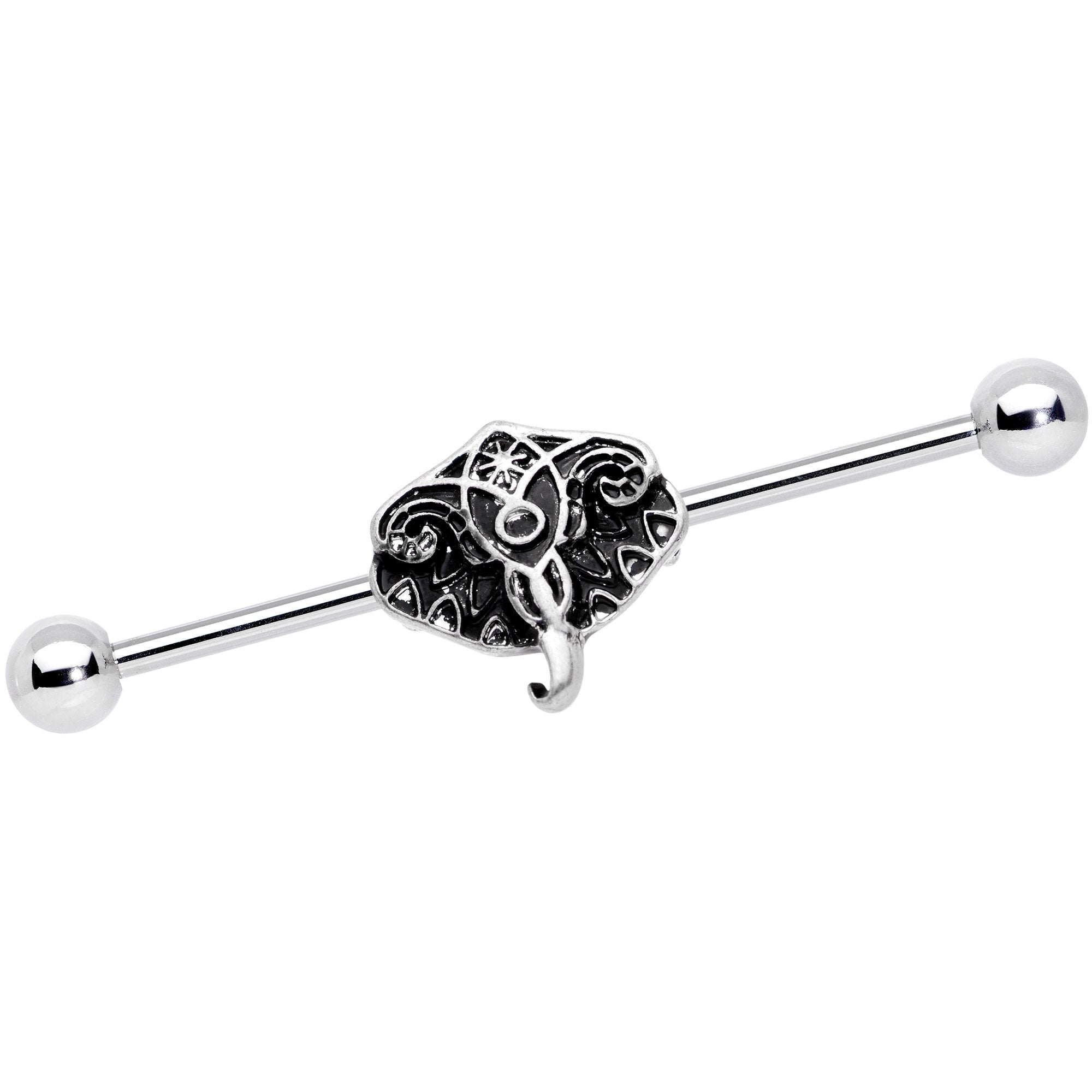 14G Elephant Inspired Abstract Industrial Barbell 38mm