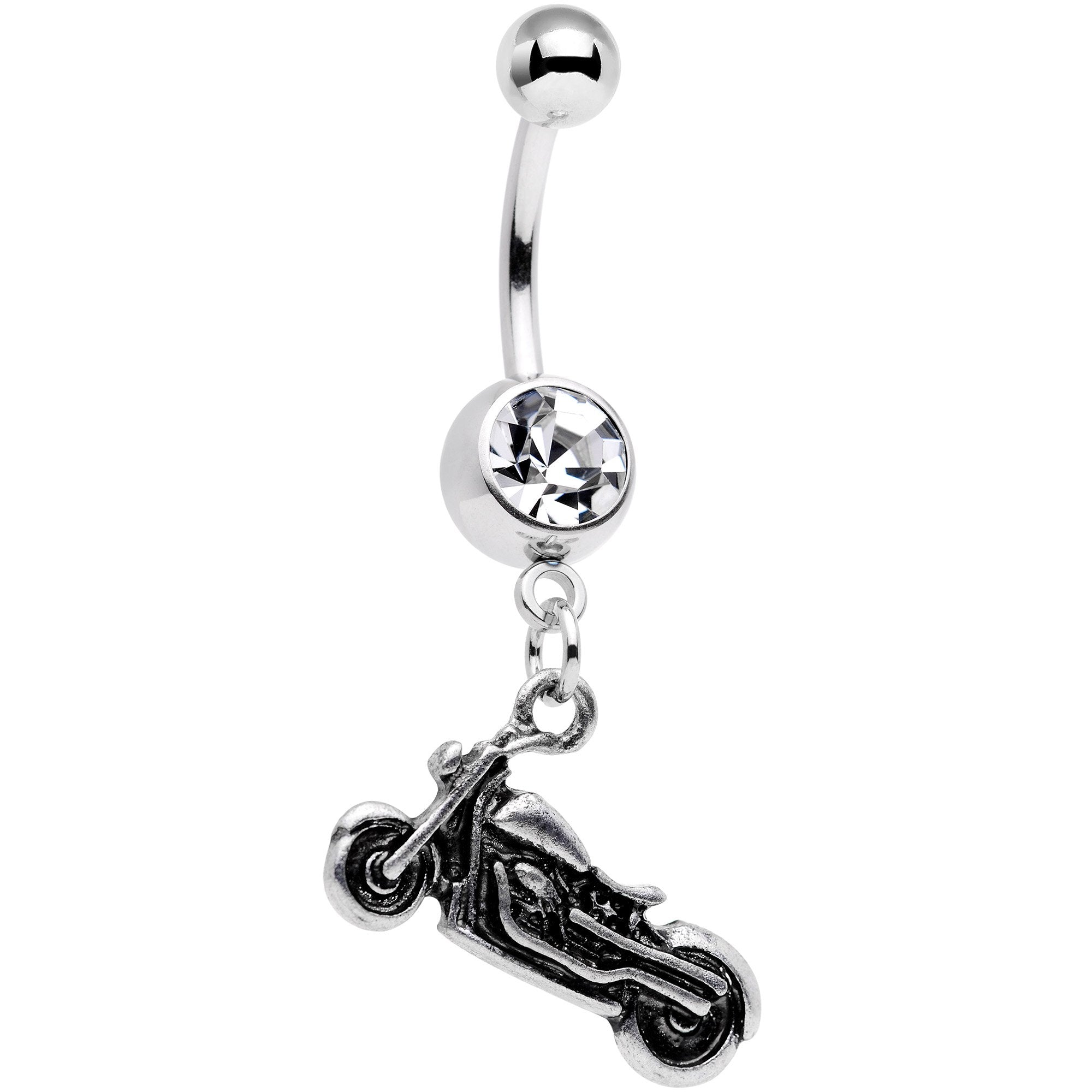 Clear Gem Enjoy The Open Road Dangle Belly Ring