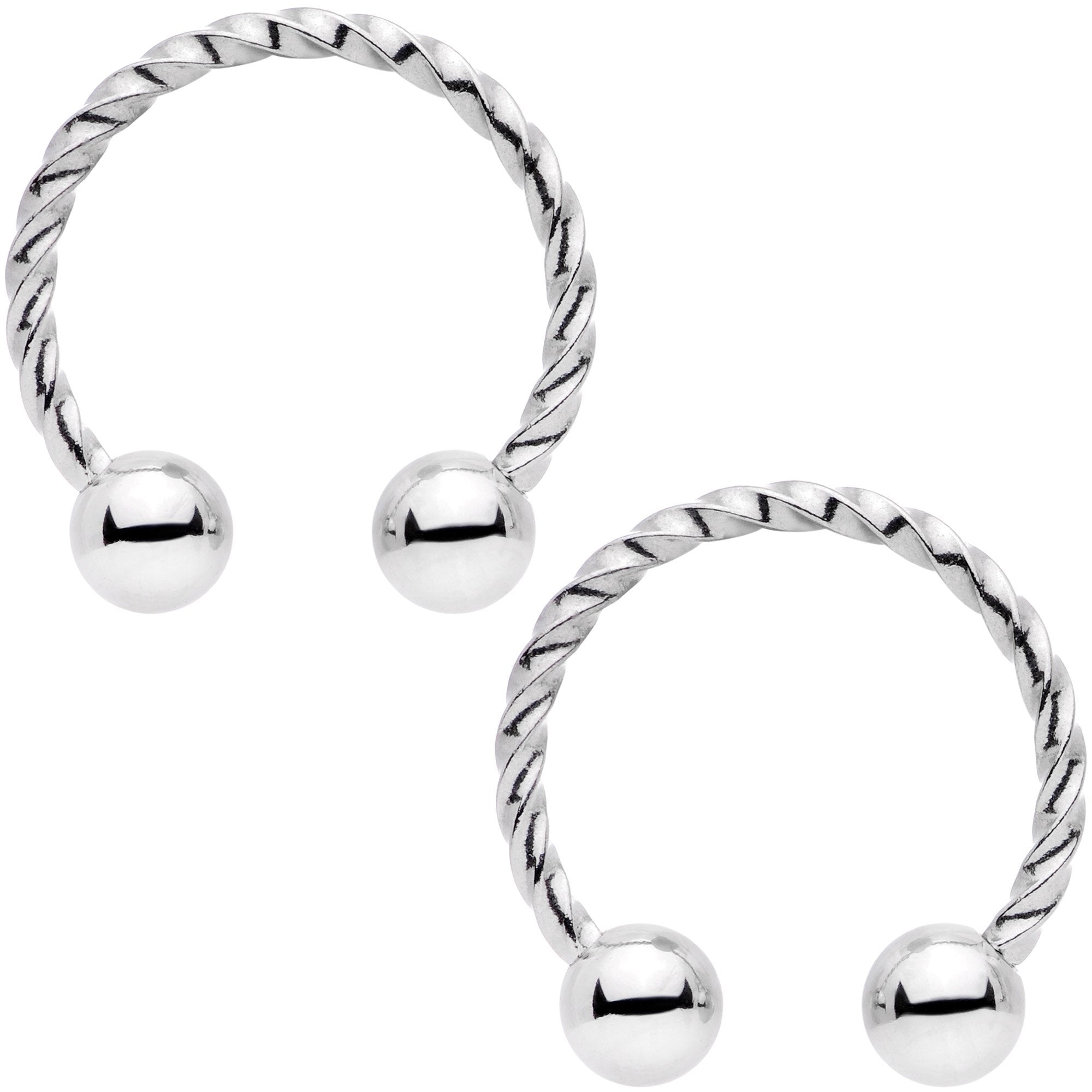 14G 1/2 9/16 Seashell Twisted Horseshoe Nipple Jewelry Set