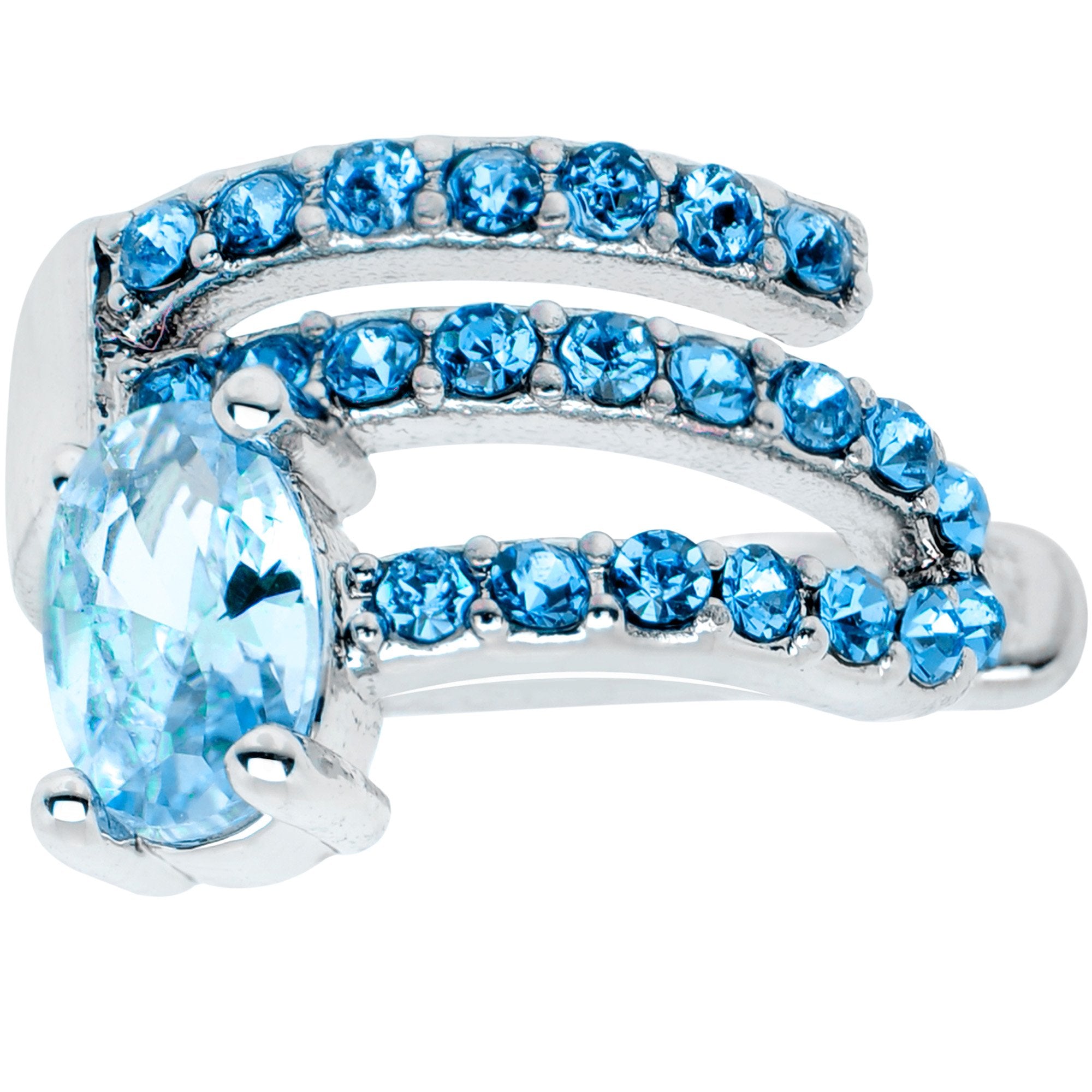 Blue Gem All Of The Bling None Of The Commitment Non Pierced Ear Cuff