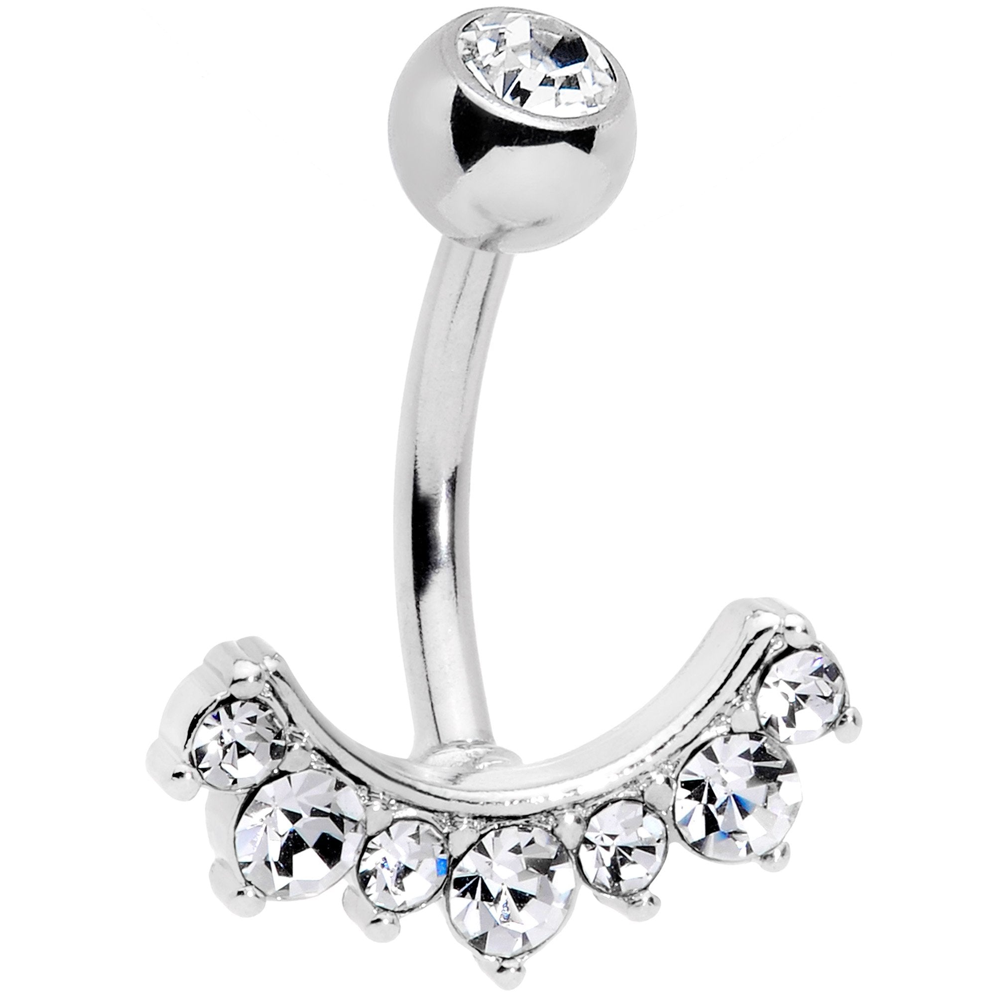 Clear CZ Gem Wave Of Glamour Belly Ring
