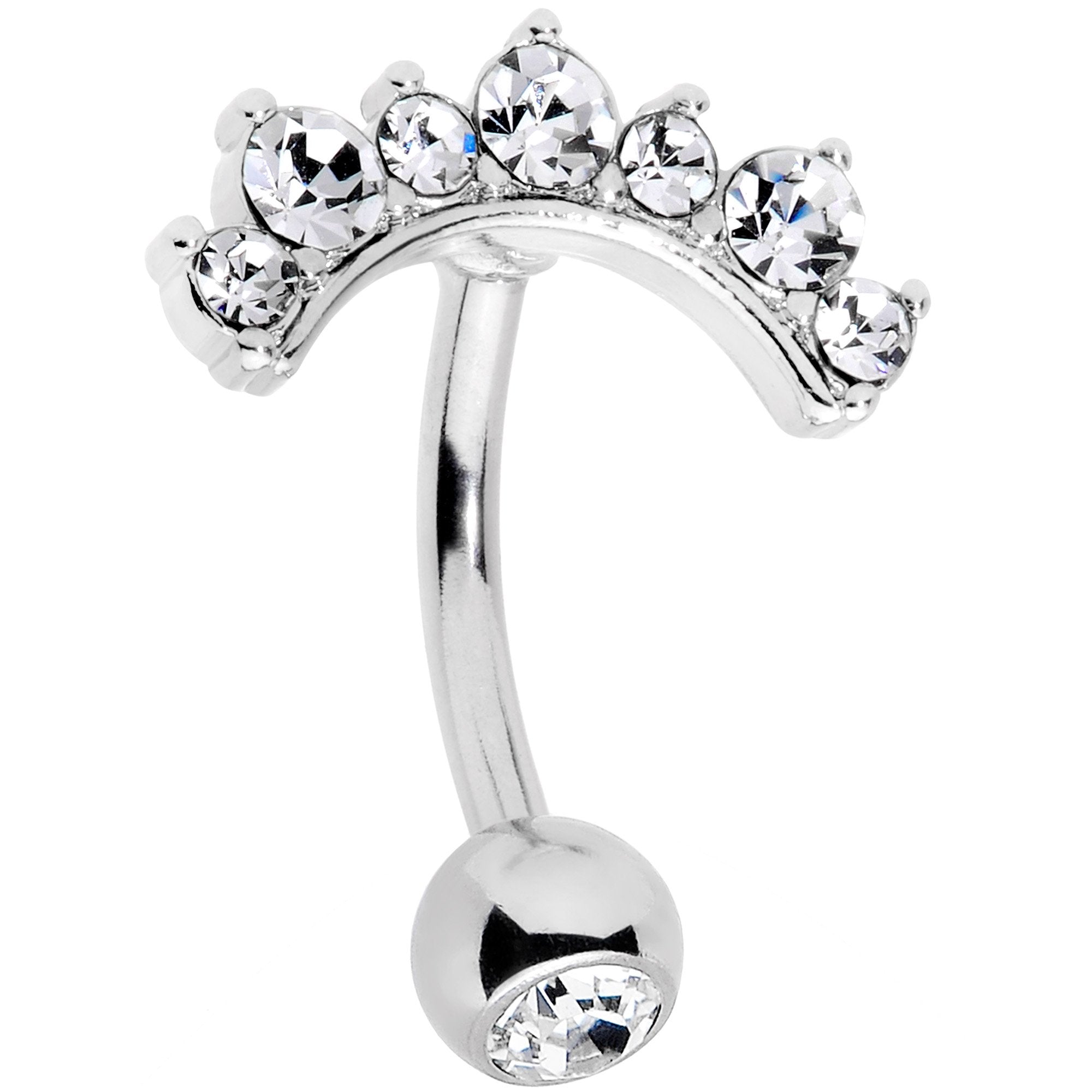 Clear CZ Gem Wave Of Glamour Belly Ring