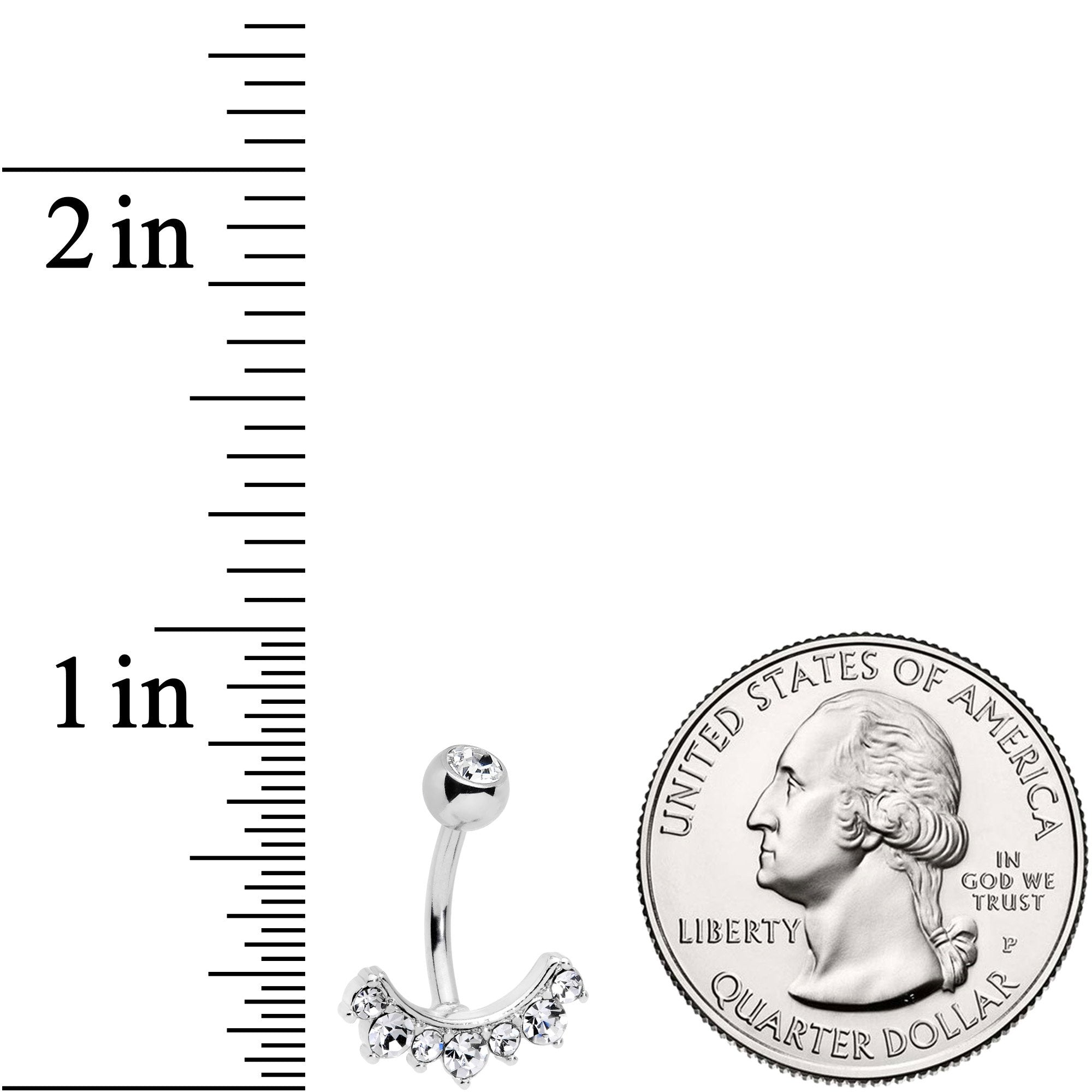 Clear CZ Gem Wave Of Glamour Belly Ring