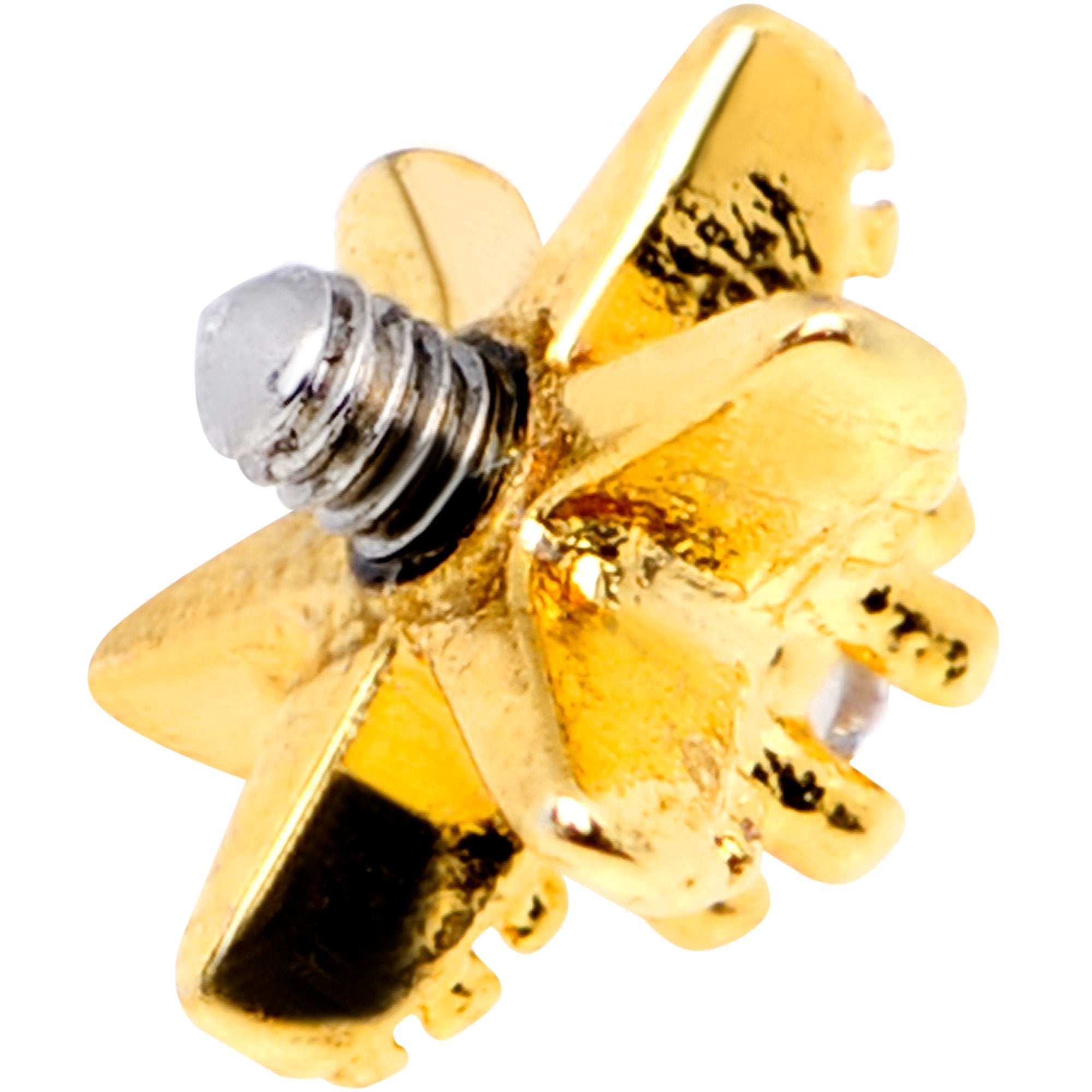 14G Clear CZ Gem Gold Tone Starfish Dermal Anchor Top