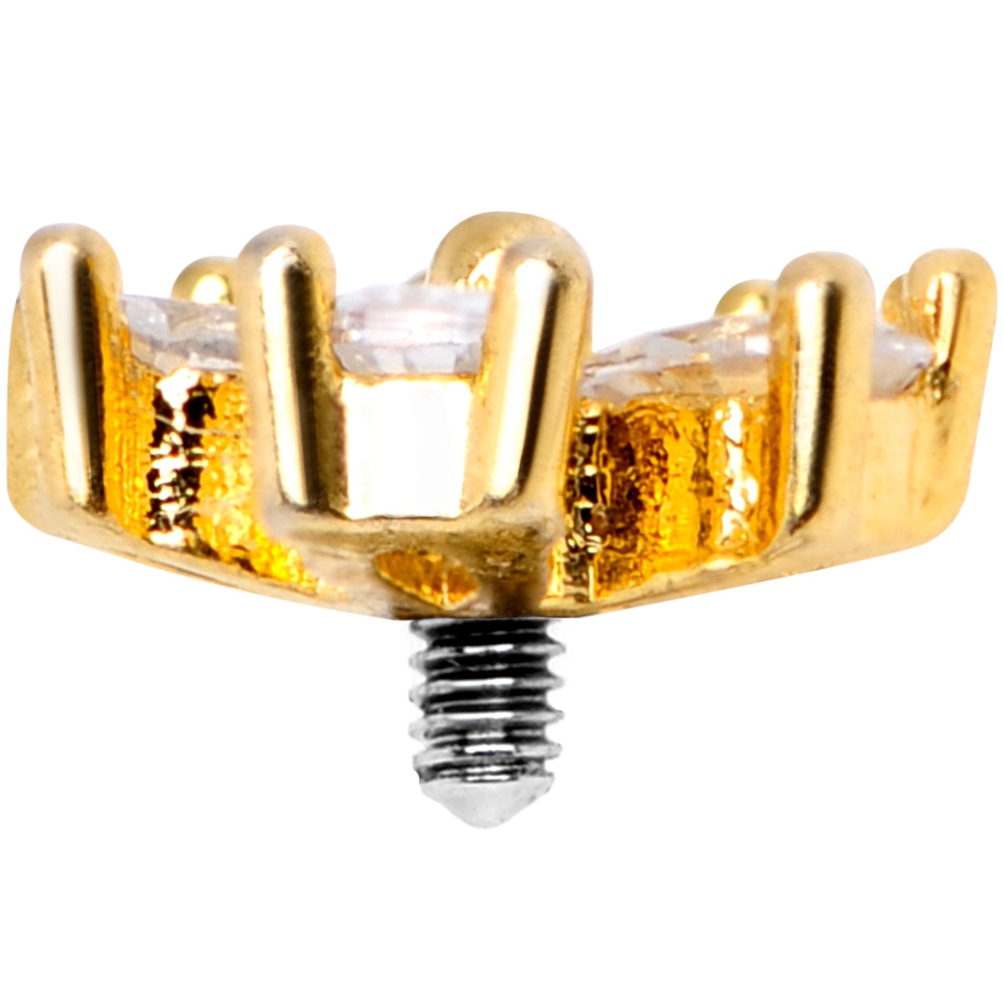 14G Clear CZ Gem Lovely Bloom Gold Tone Dermal Anchor Top