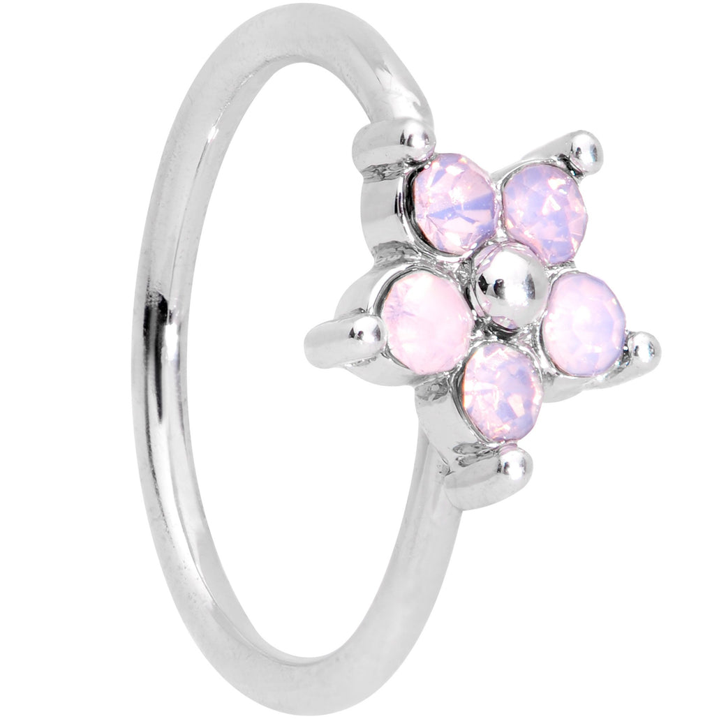 20 Gauge 5/16" Pink Faux Opal Flower Seamless Circular Ring