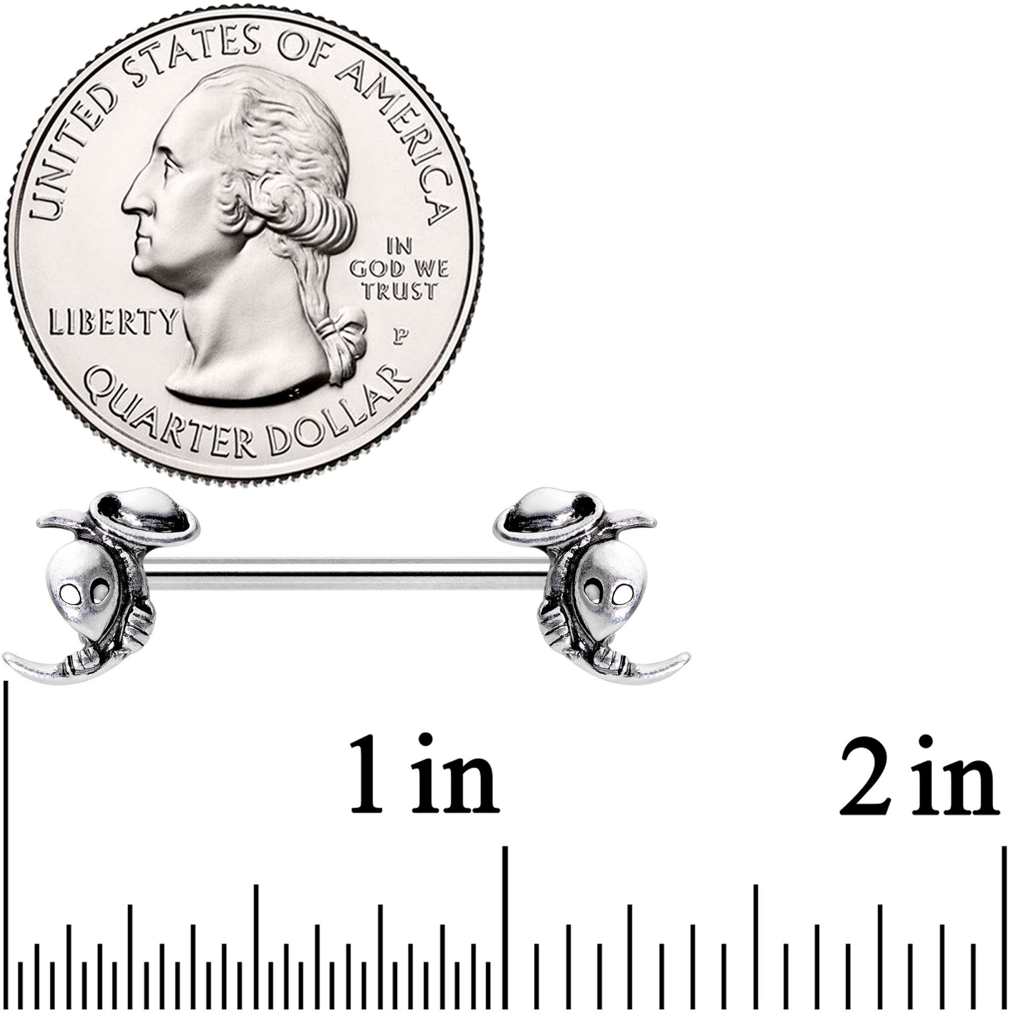 14G 9/16 Aliens Landed Crescent Moon Barbell Nipple Ring Set