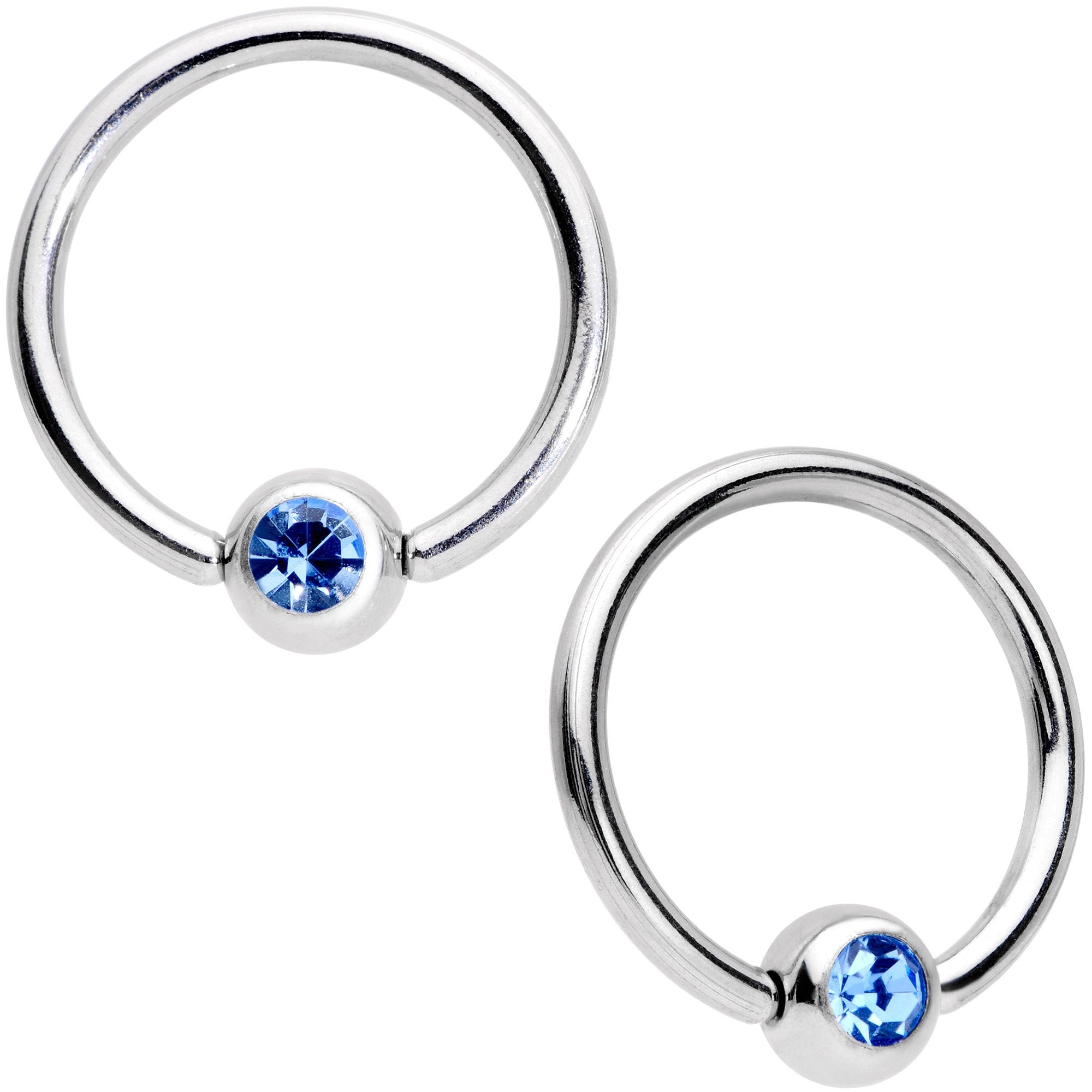 14G 13mm Blue Gem Faux Druzy UFO BCR Captive Nipple Ring Set Of 4